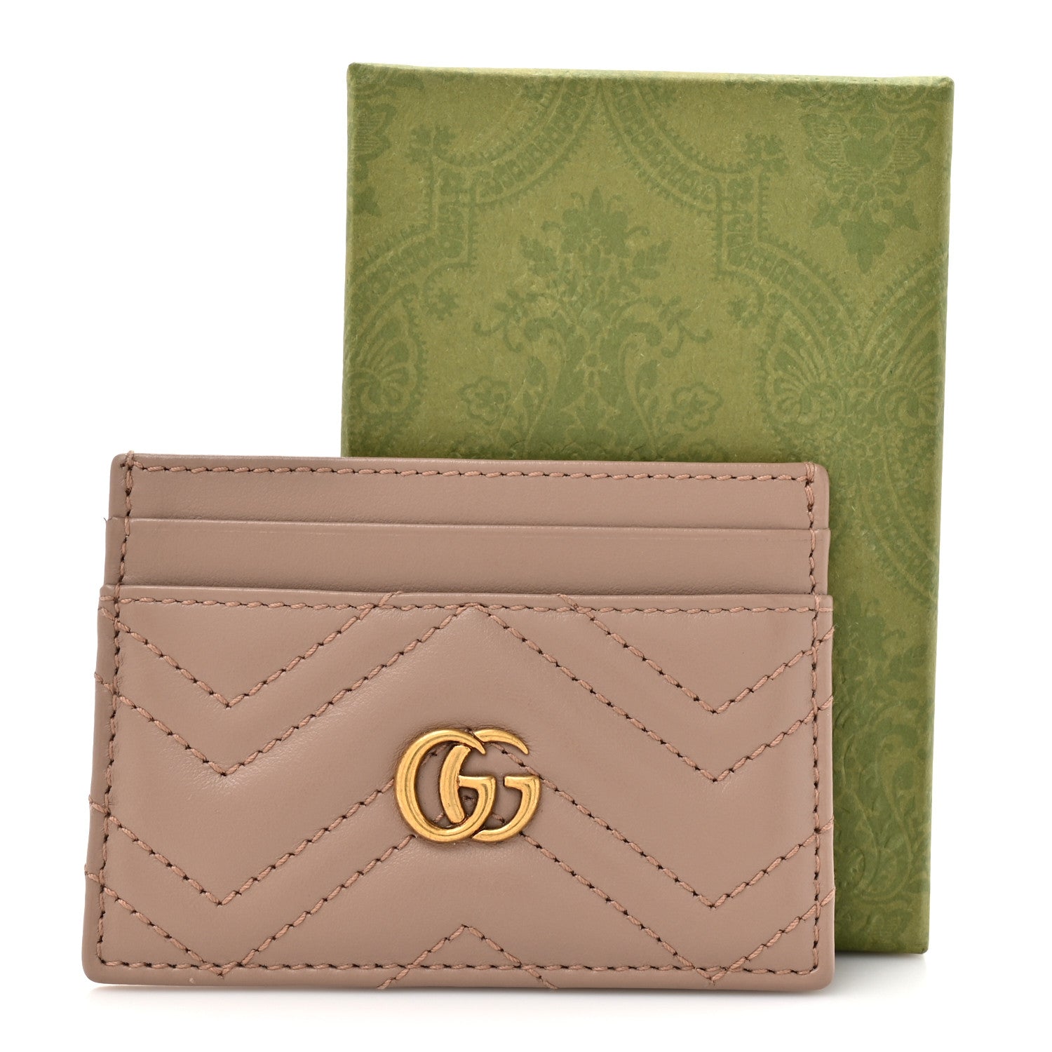 Calfskin Matelasse GG Marmont Card Holder Porcelain Rose