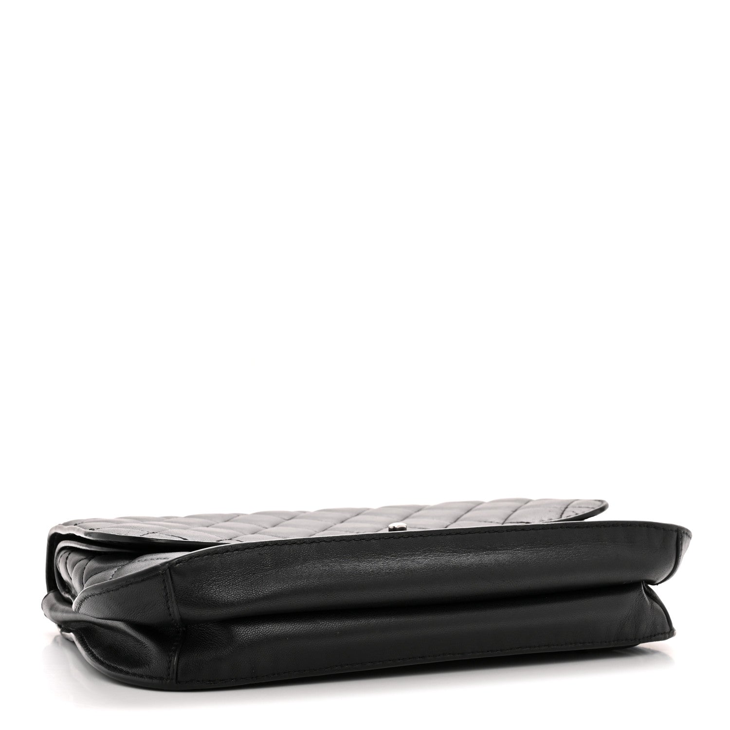 Lambskin Quilted Large Natural CC Flap Black