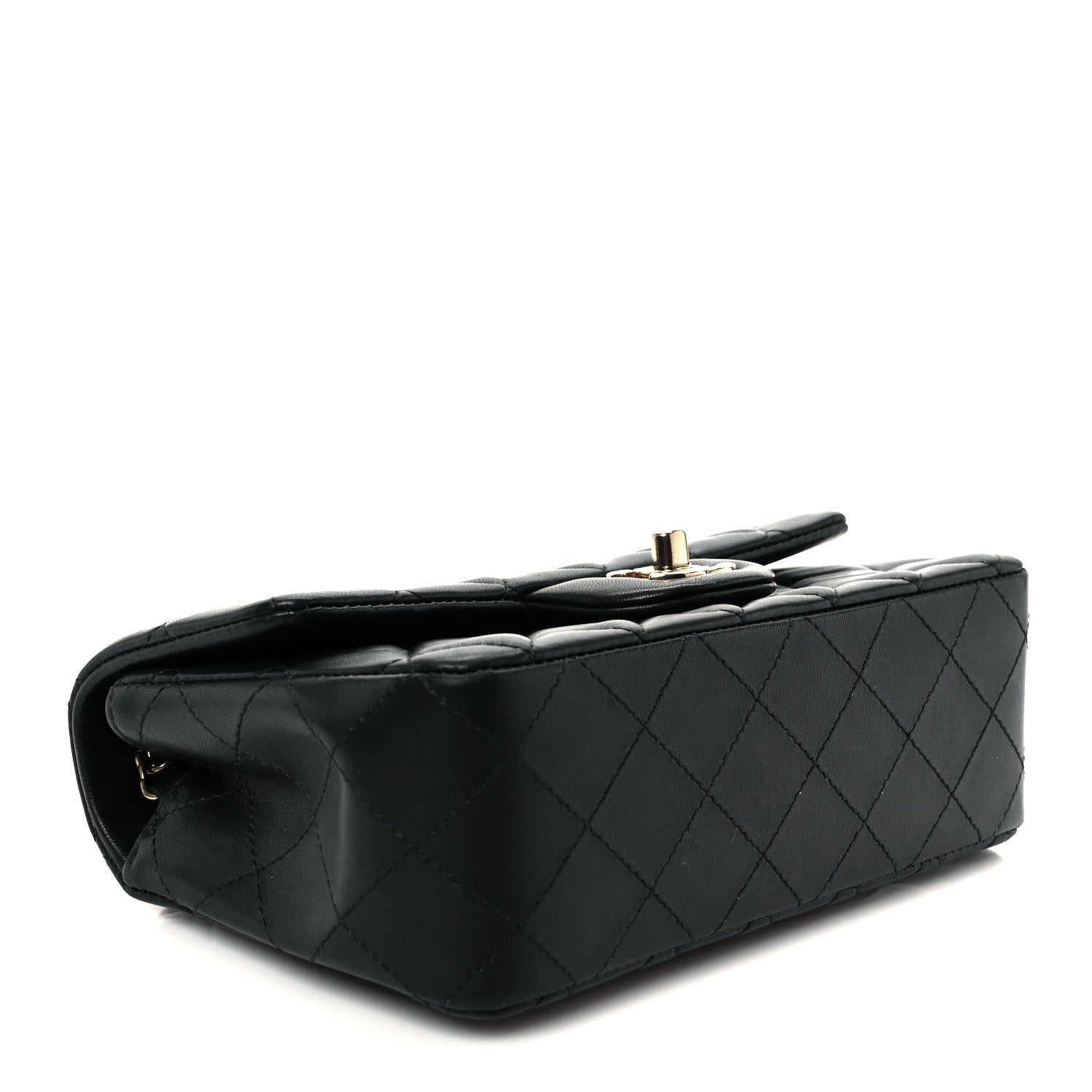 Lambskin Quilted Mini Rectangular Flap Black