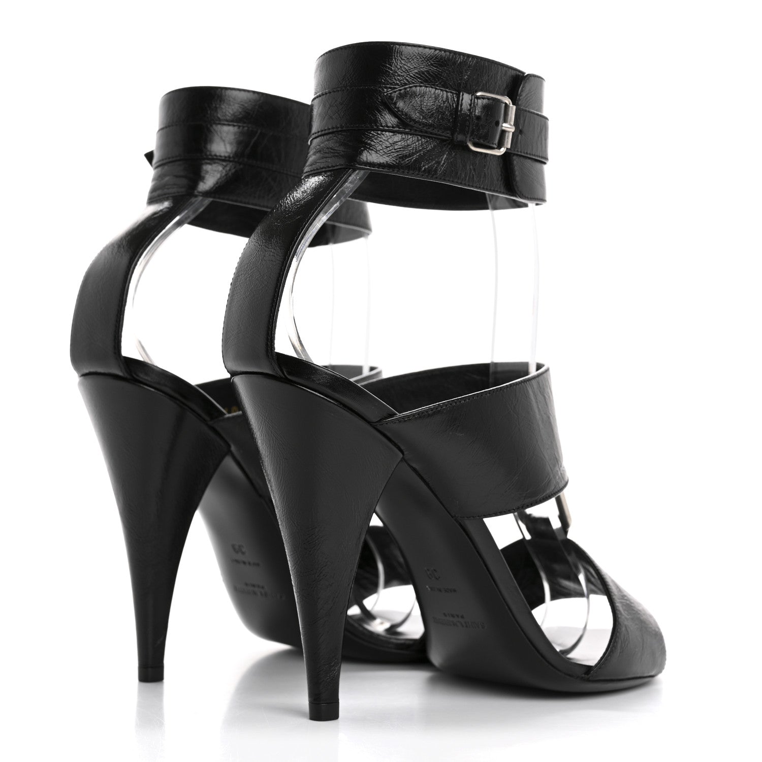 Shiny Calfskin Fetish 105 Sandal 39 Black