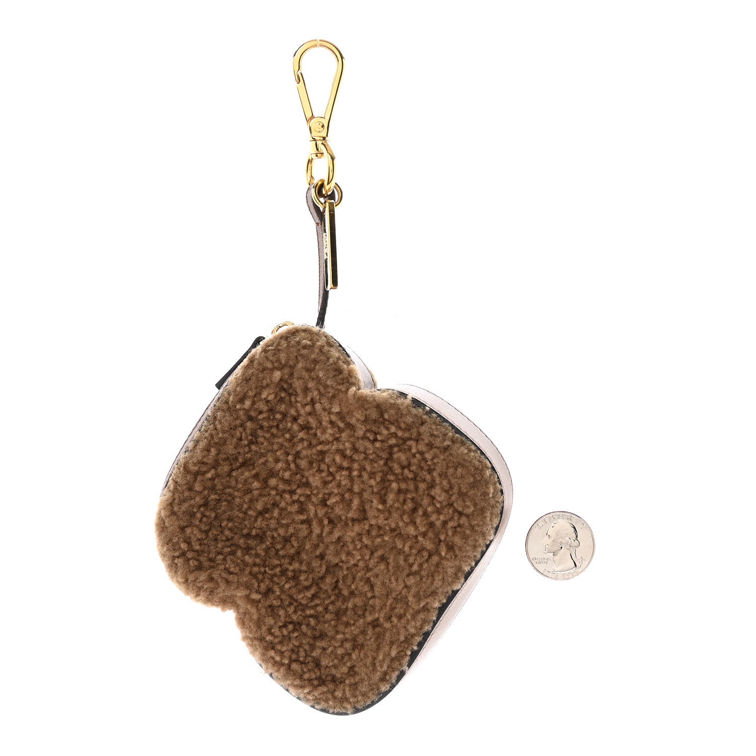 Shearling Toast Bag Charm Brown