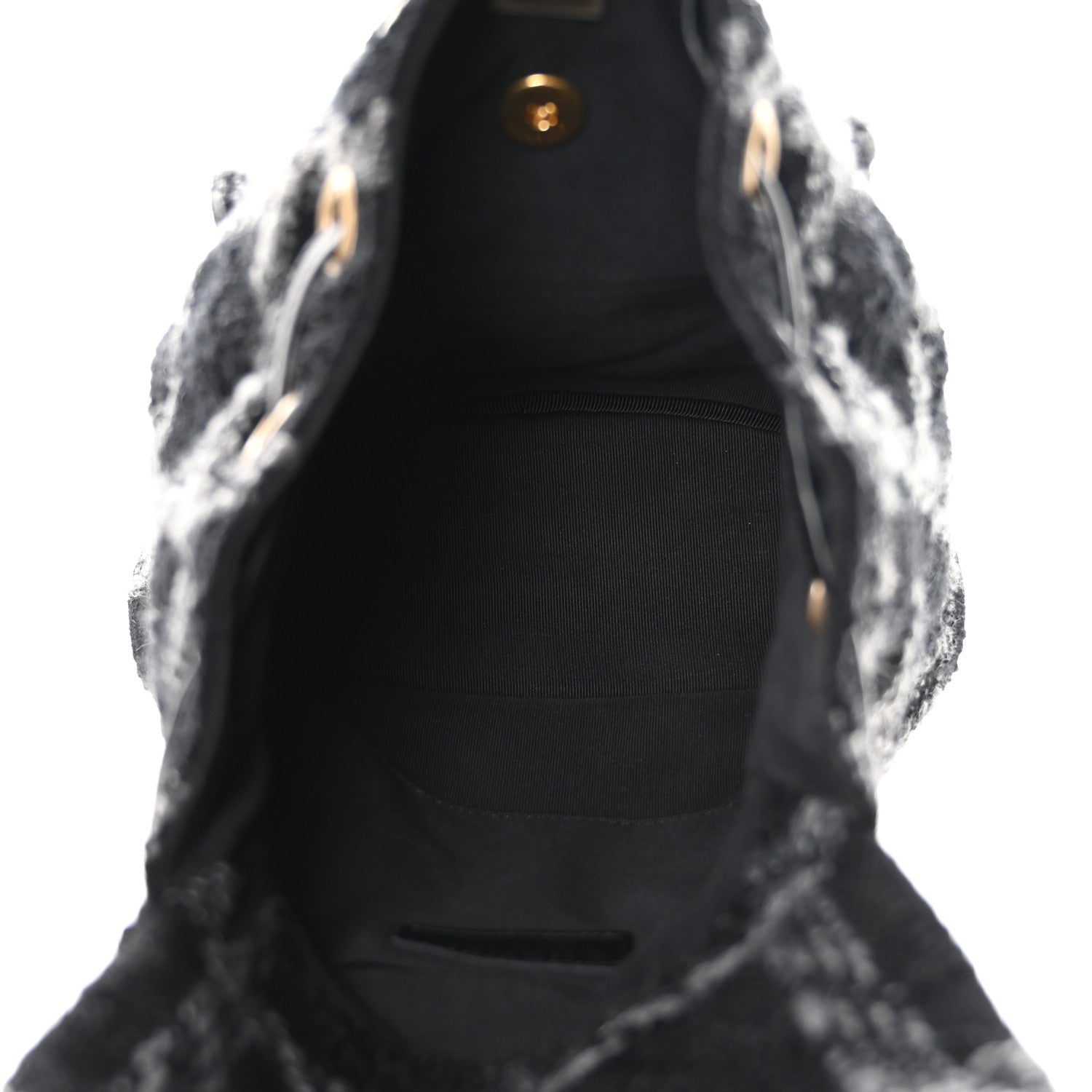 Wool Tweed Elegant Backpack Black Grey
