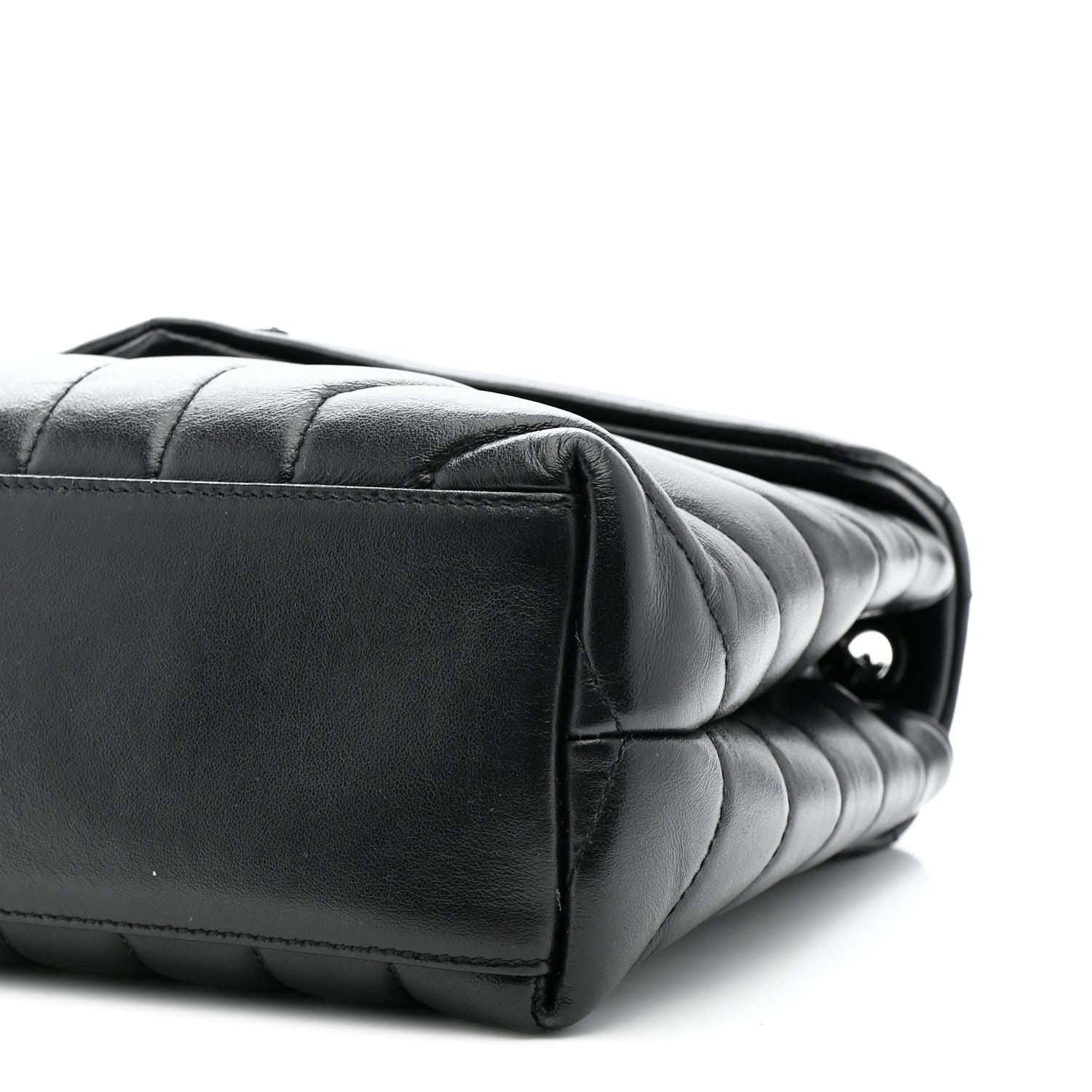 Calfskin Y Quilted Monogram Monochrome Small Loulou Chain Satchel Black