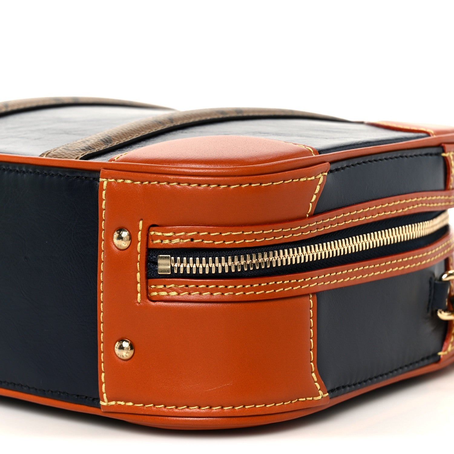 Calfskin Reverse Monogram Valisette PM Navy Caramel