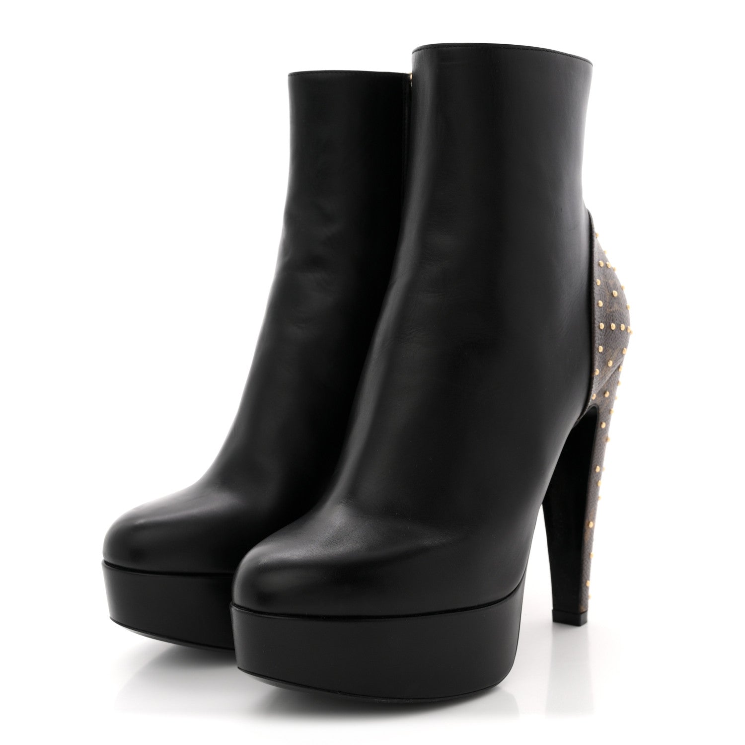 Soft Calfskin Monogram Afterglow Platform Ankle Boots 39 Black