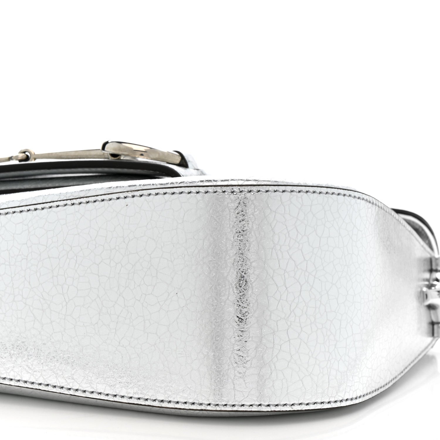 Metallic Calfskin Small Horsebit 1955 Asymmetric Shoulder Bag Silver