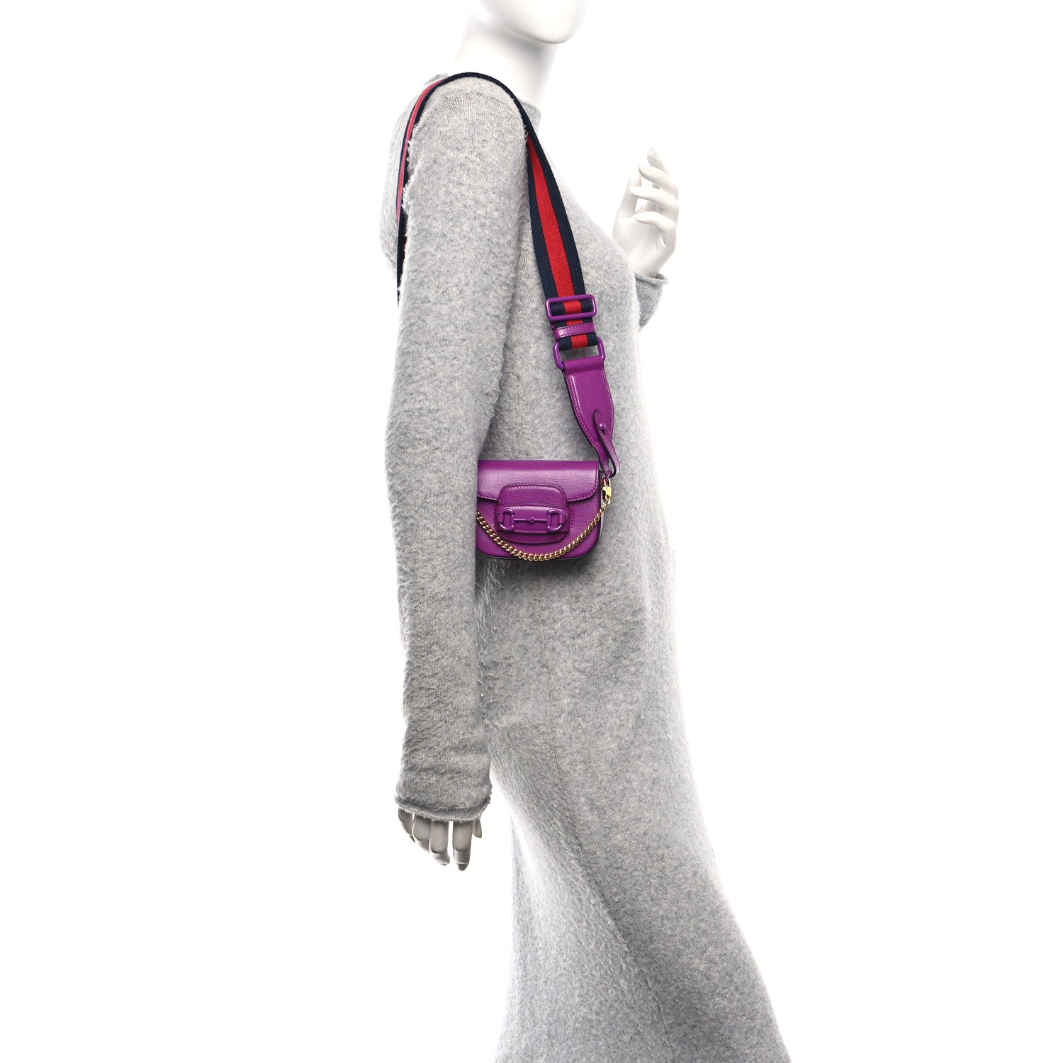 Azalea Calfskin Web Monochrome Horsebit 1955 Wallet On Strap Purple