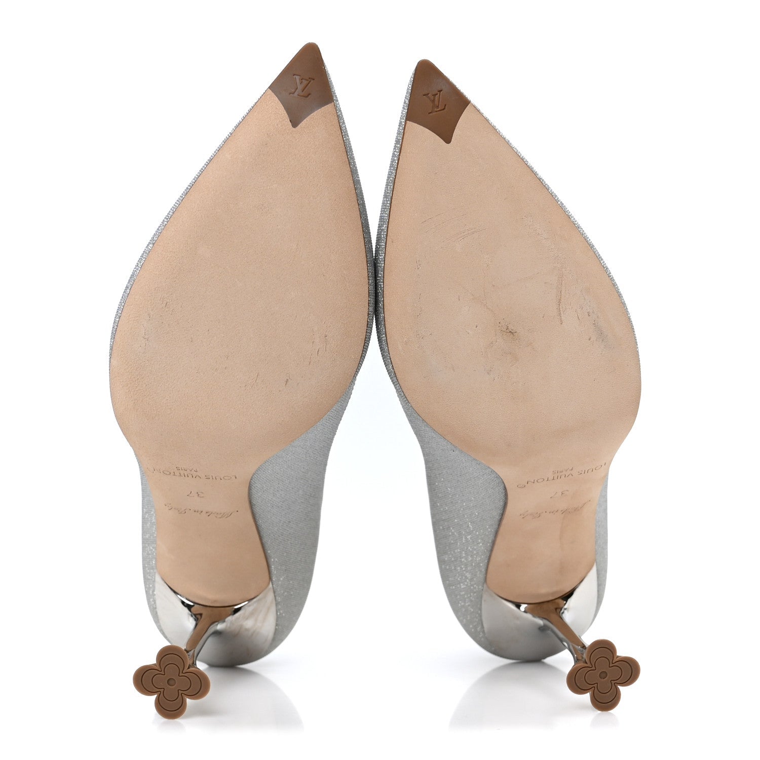 Glitter Fabric Blossom Pumps 37 Silver