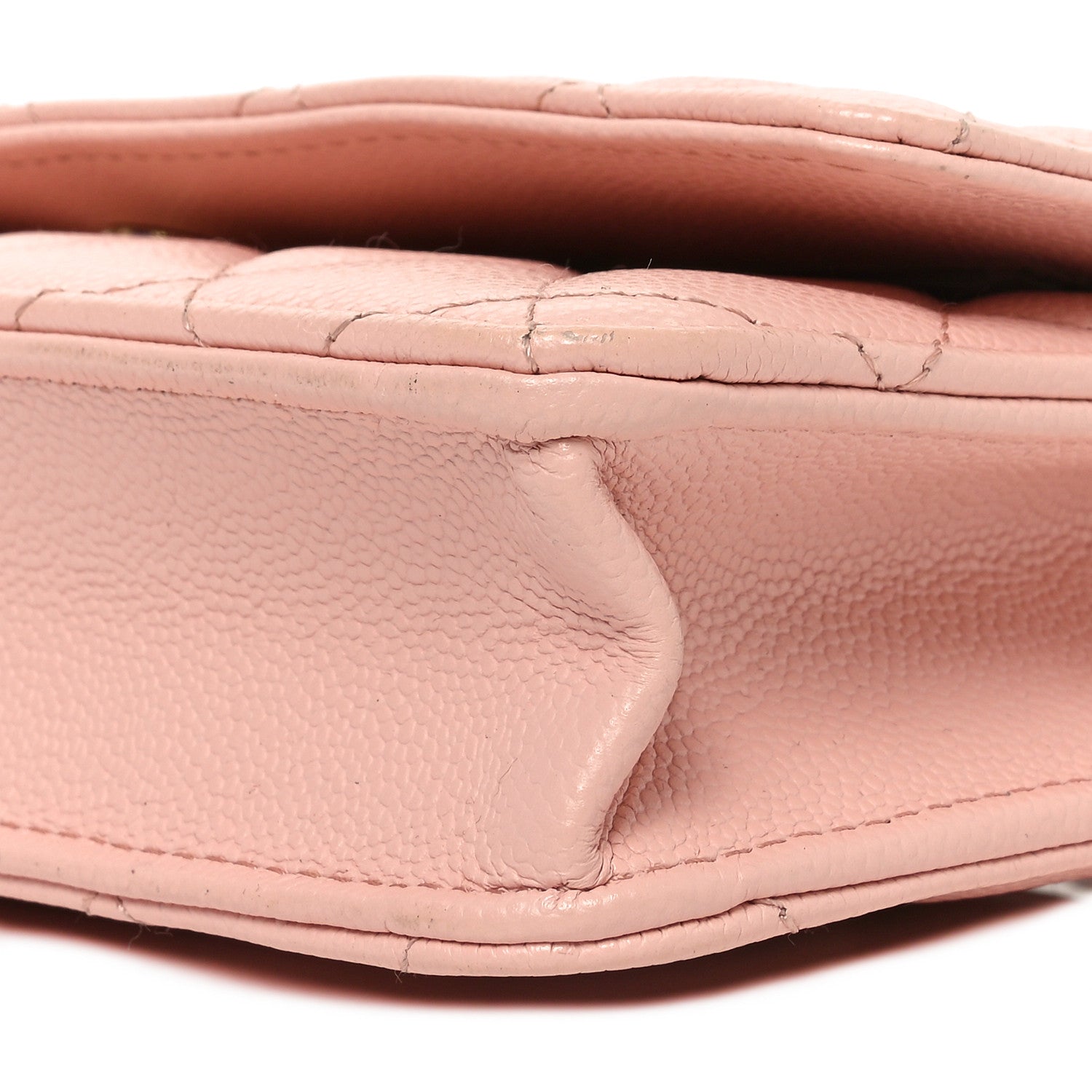 Caviar Quilted Wallet on Chain WOC Light Pink