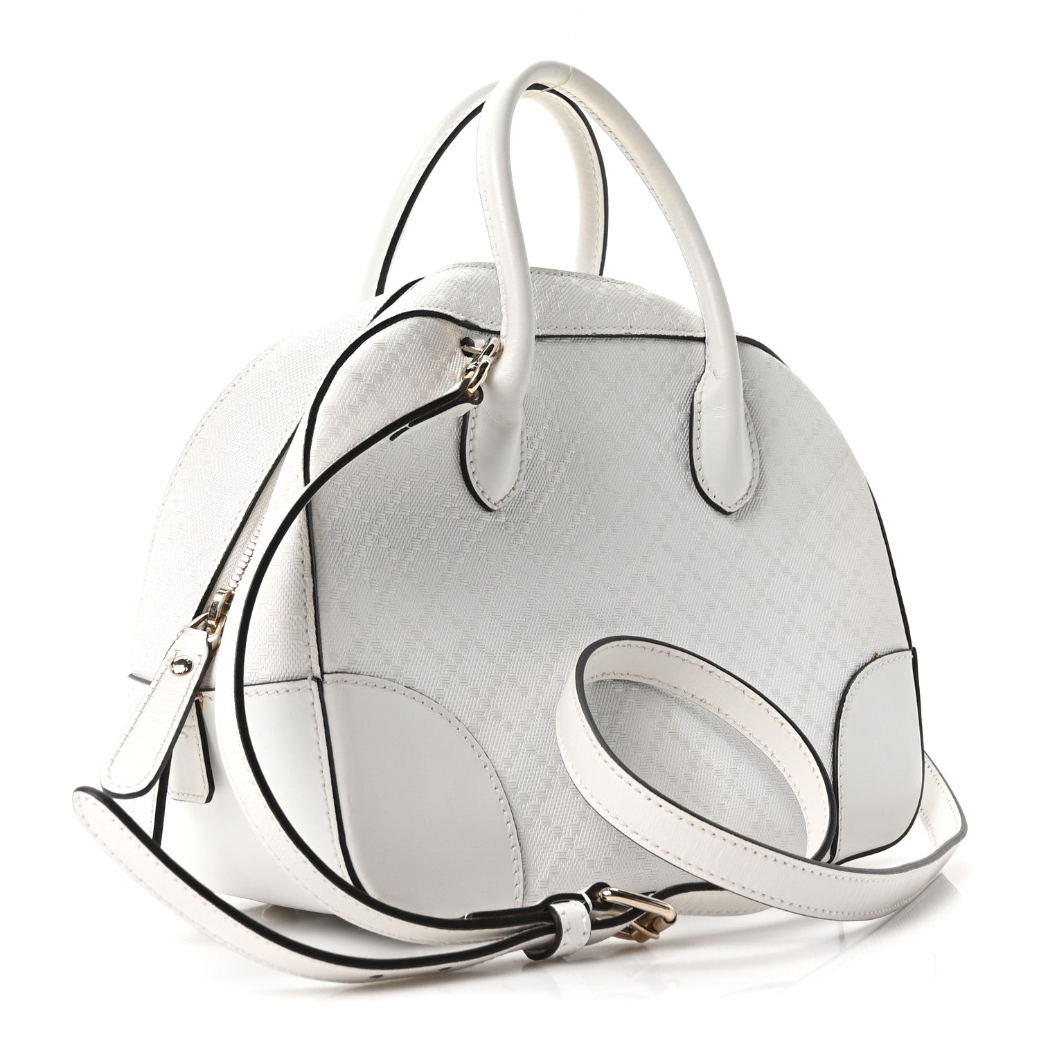 Calfskin Diamante Small Top Handle Bag White