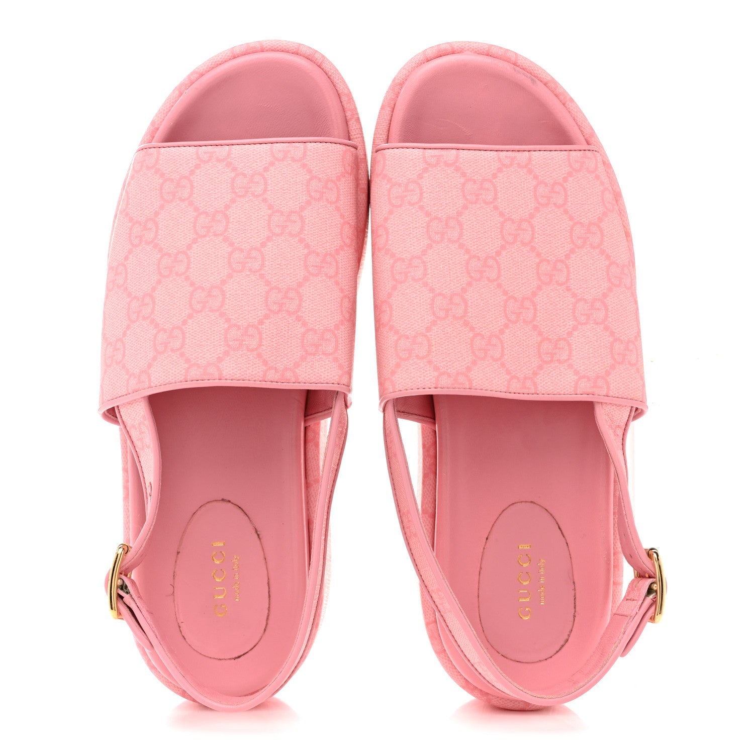 GG Supreme Monogram Granada Kid Angelina Platform 35mm Slingback Sandals 40.5 Cotton Candy Dark Cotton Candy Wild Rose