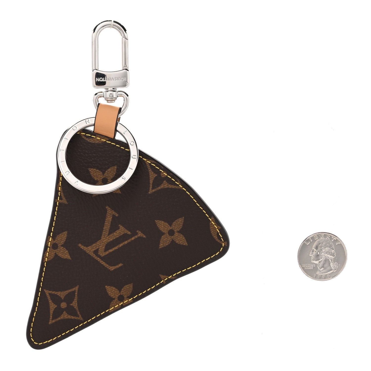 Calfskin Monogram Printed Pizza Bag Charm Key Holder