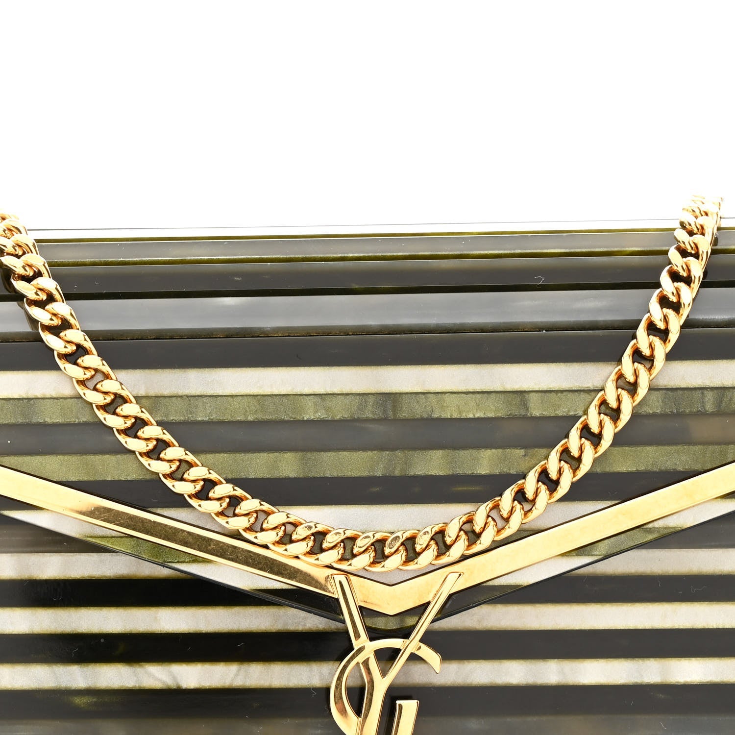 Plexiglass Monogram Vicky Minaudiere Clutch Green Multicolor