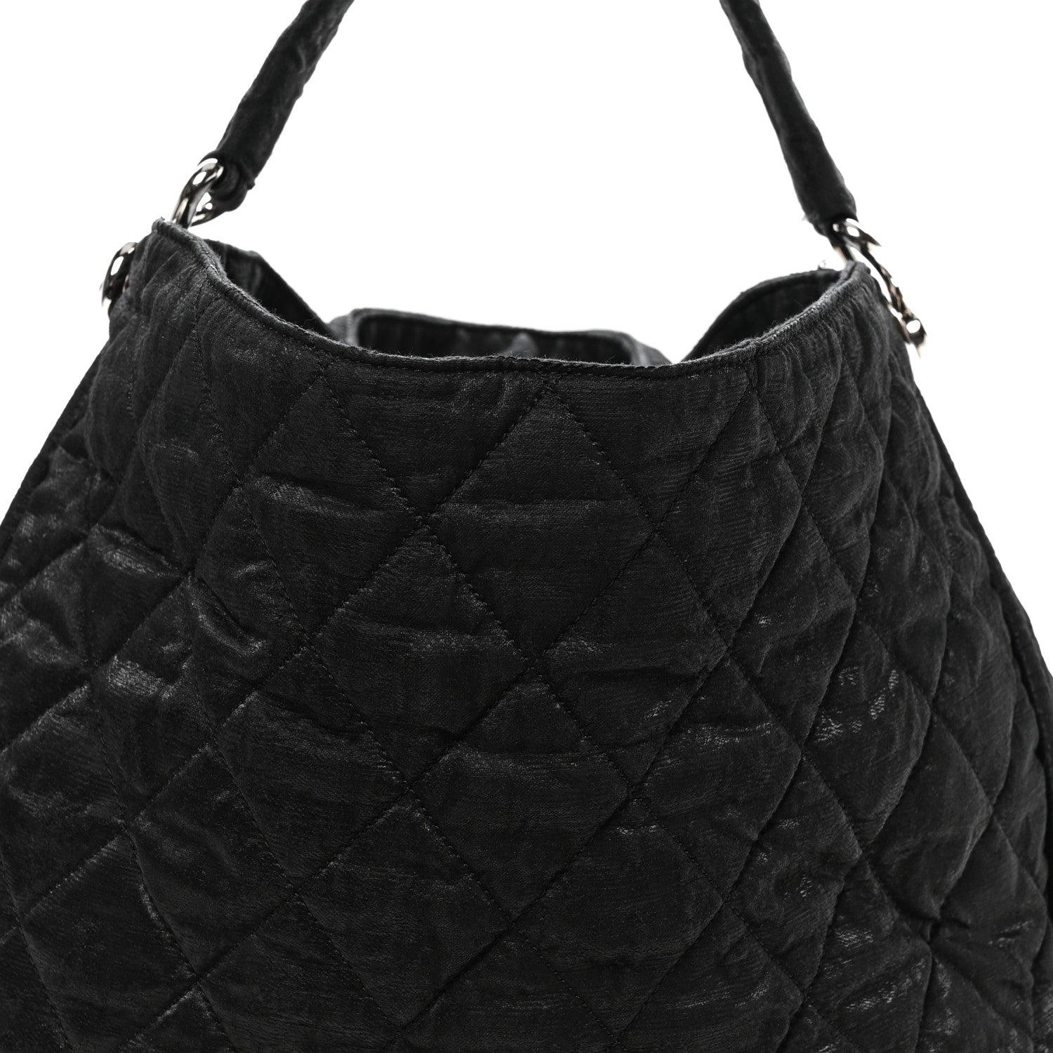 Crinkled Coated Canvas Le Marais Hobo Black