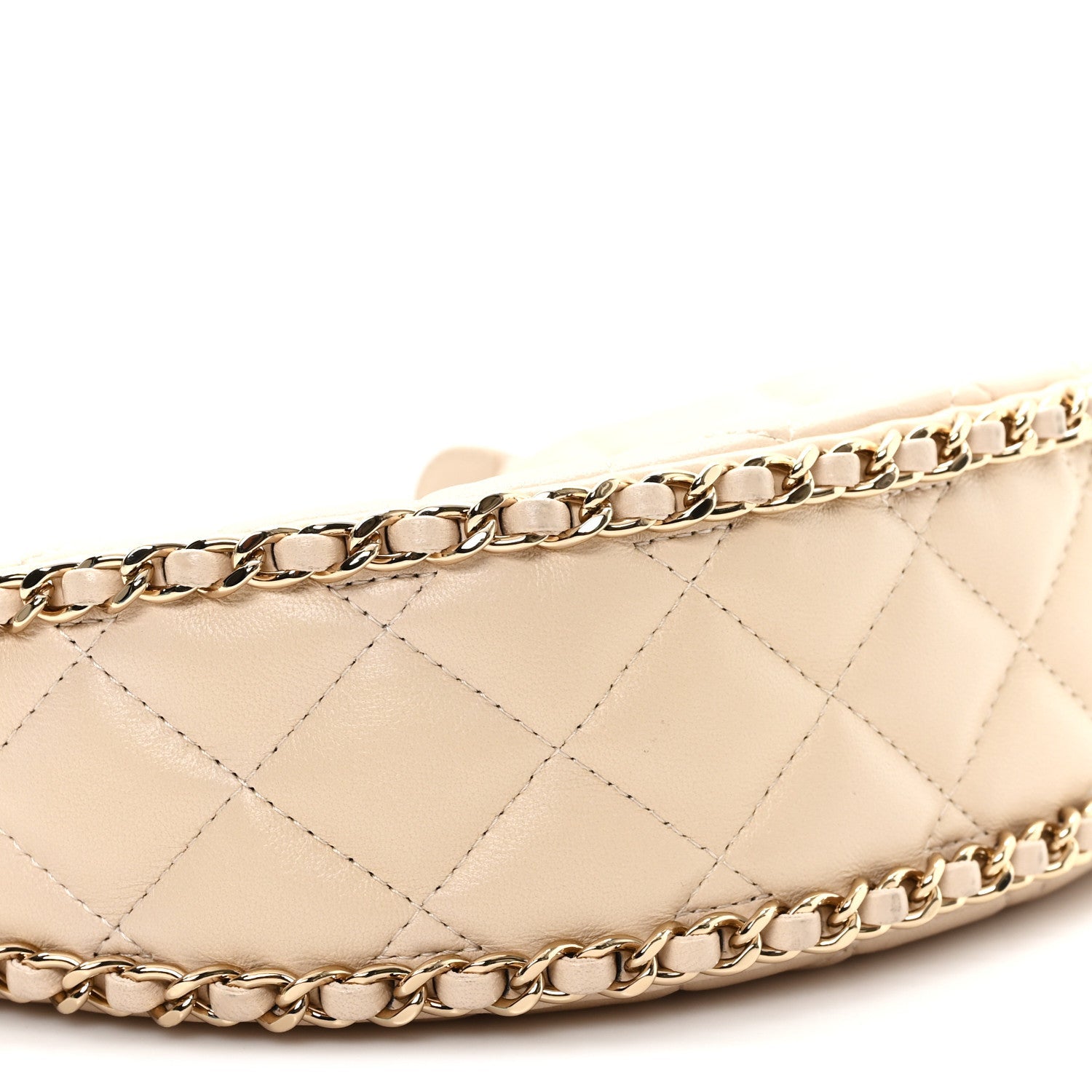Lambskin Quilted Small Hobo Bag Light Beige