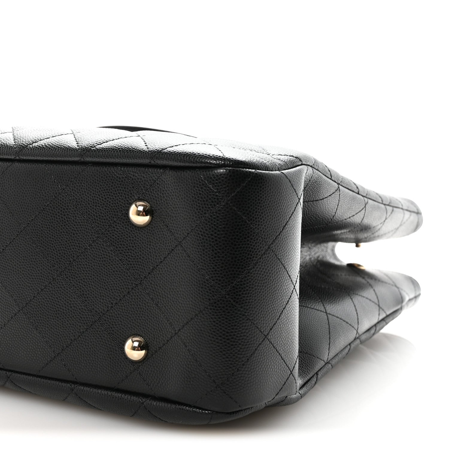 Caviar Quilted Large Shopping Tote Black