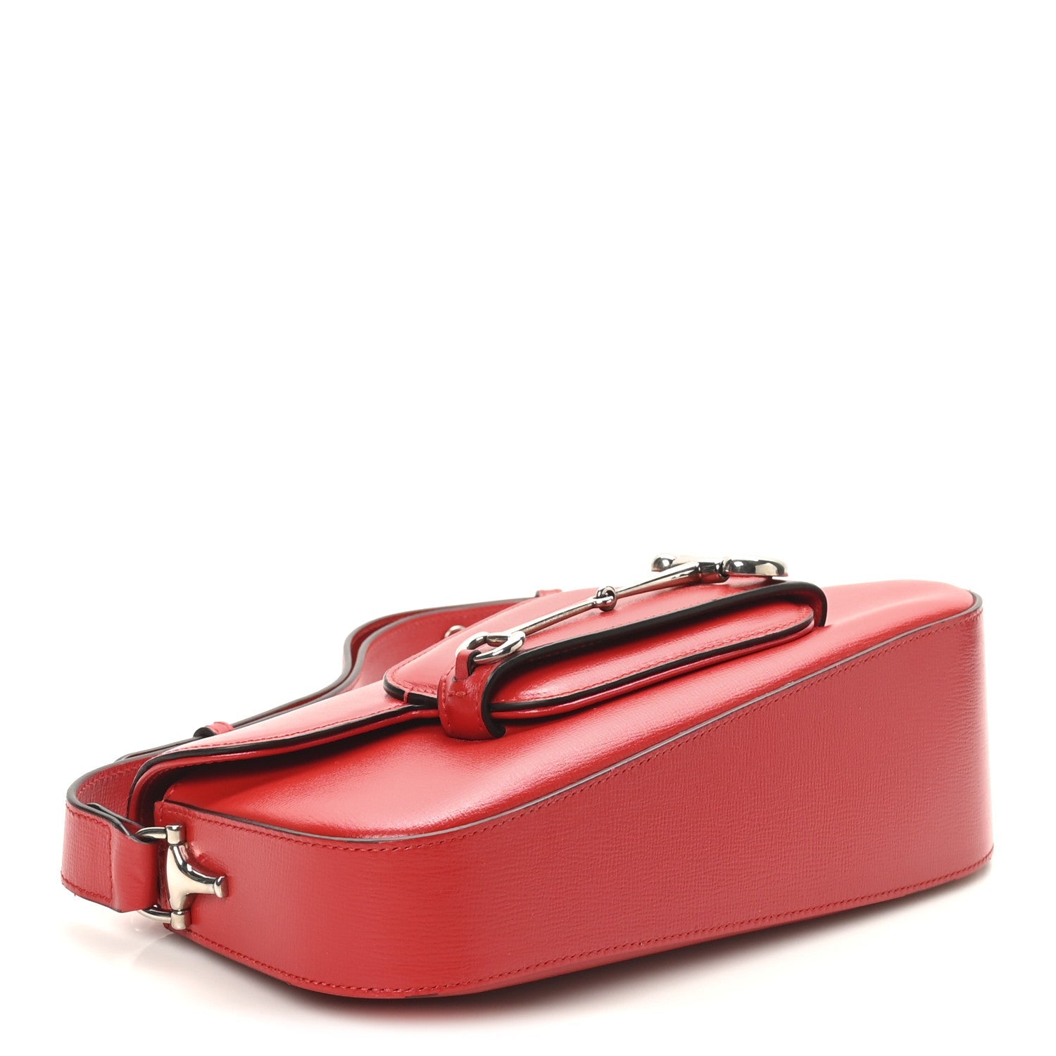 Azalea Calfskin Small Horsebit 1955 Asymmetric Shoulder Bag New Cherry Red