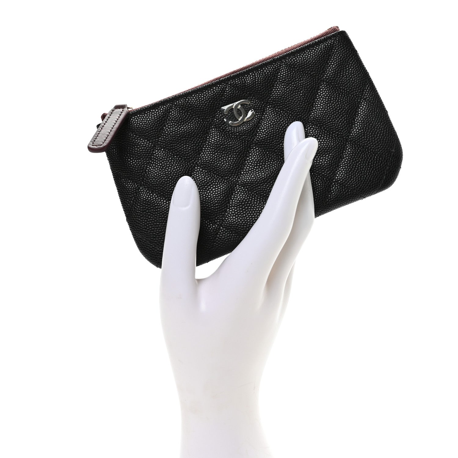 Caviar Quilted Small Cosmetic Case Black