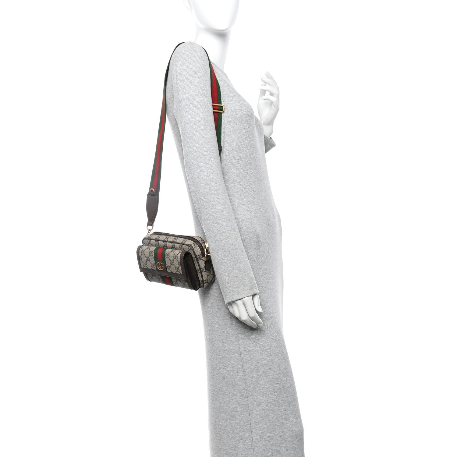 GG Supreme Monogram Web Mini Ophidia Bag Beige Ebony