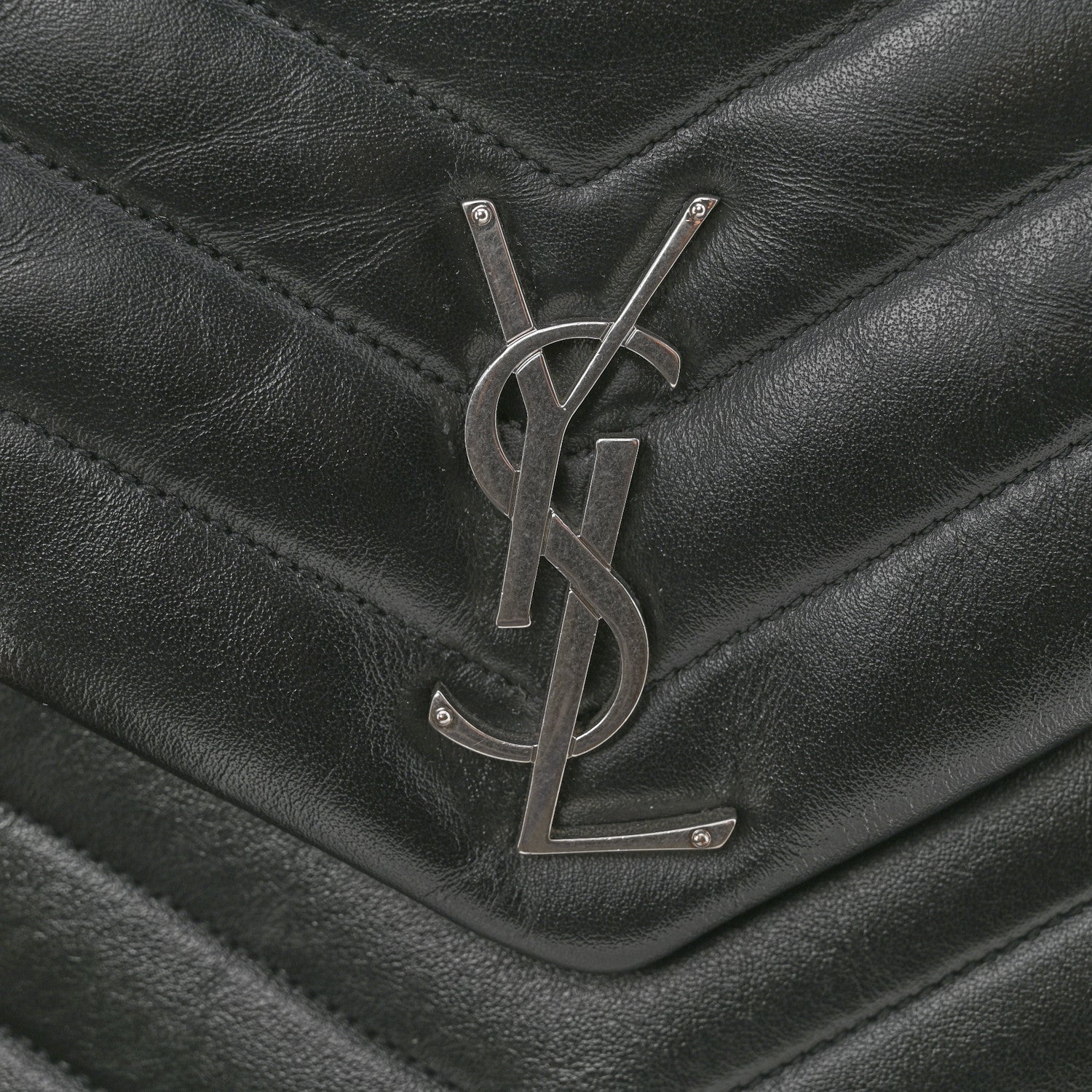 Calfskin Y Quilted Monogram Medium Loulou Chain Satchel Black