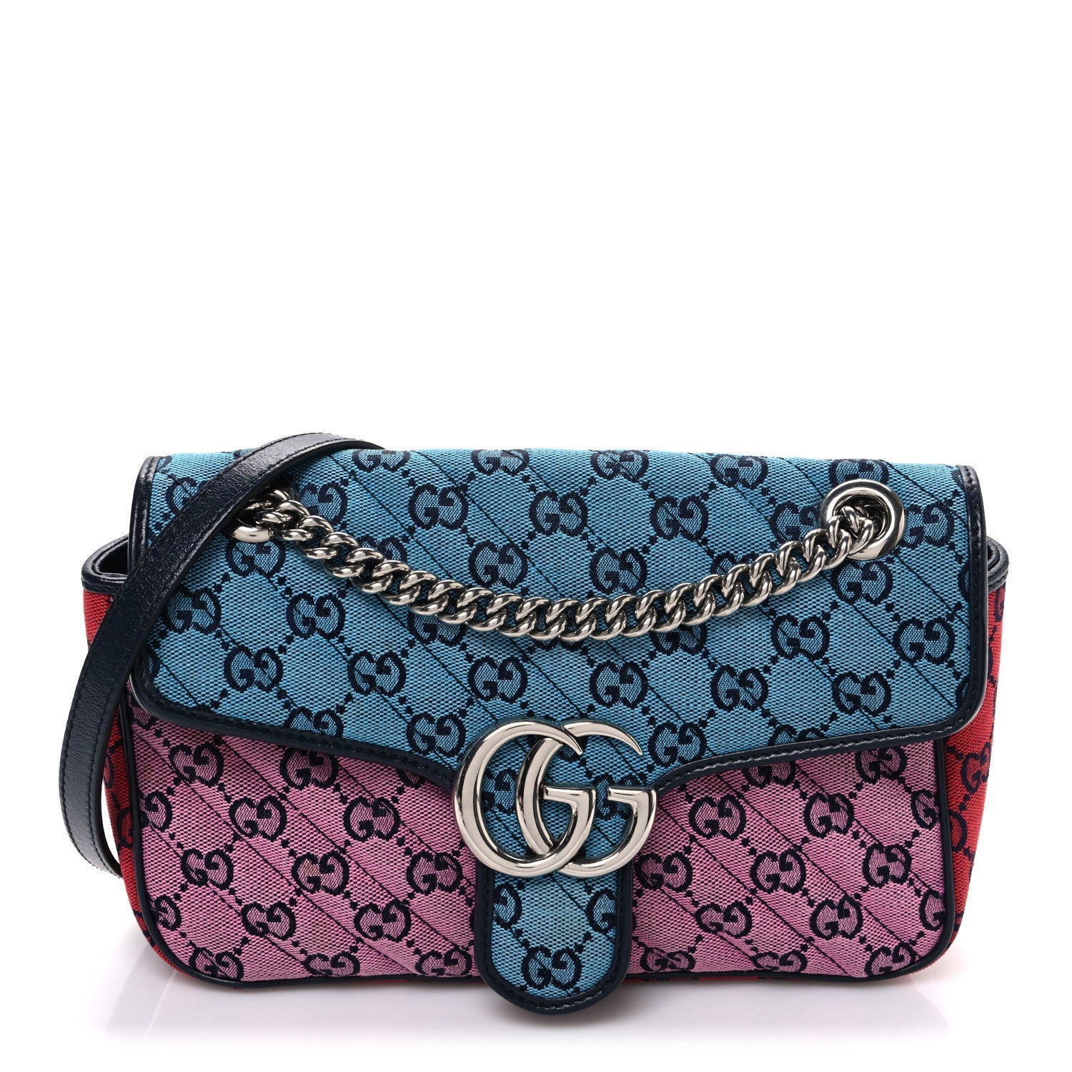 Monogram Multicolor Matelasse Diagonal Small GG Marmont Shoulder Bag Light Blue Pink Blue Green Red