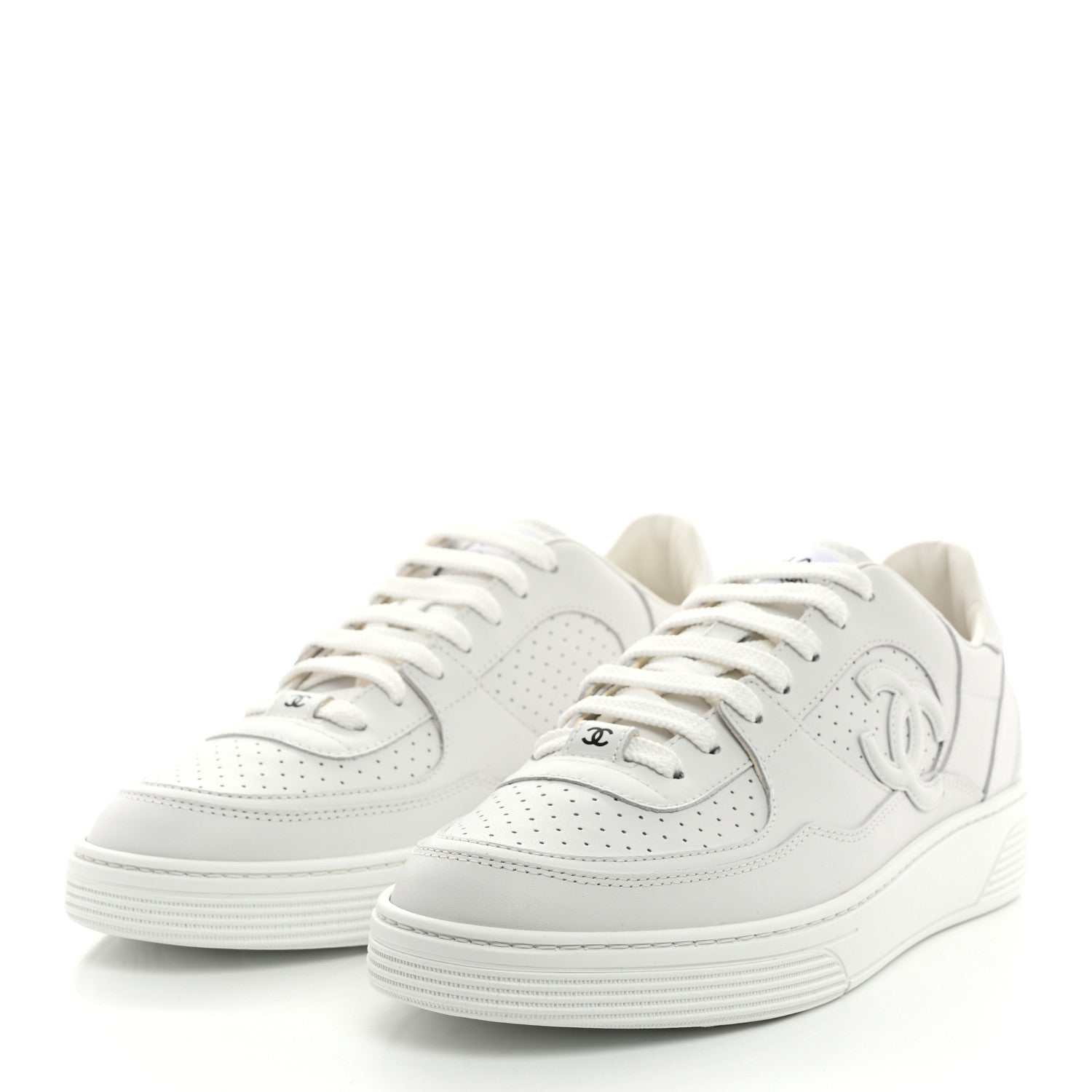 Calfskin Womens CC Sneakers 41 White