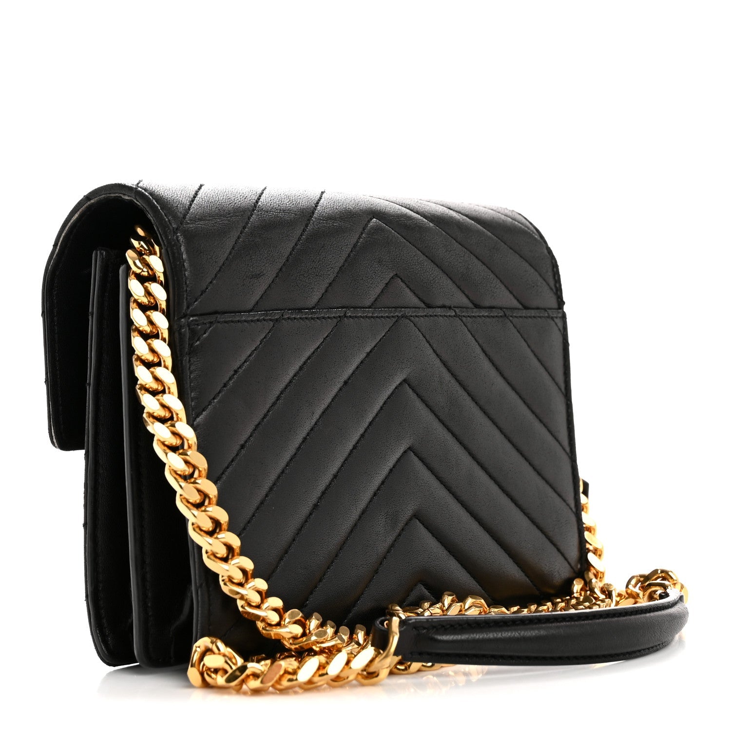 Lambskin Chevron Quilted Small High School Satchel Black