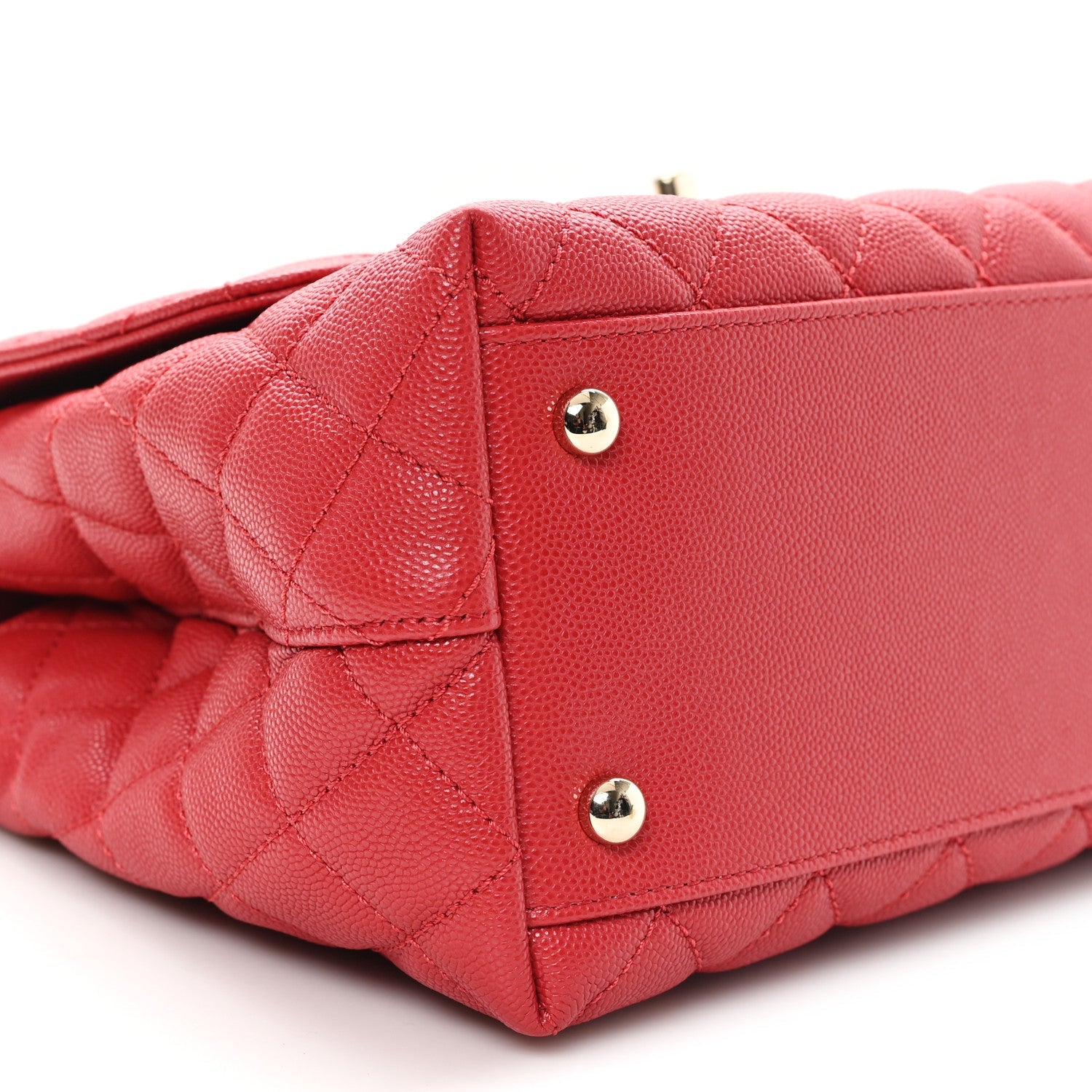 Caviar Quilted Lizard Embossed Small Coco Handle Flap Red