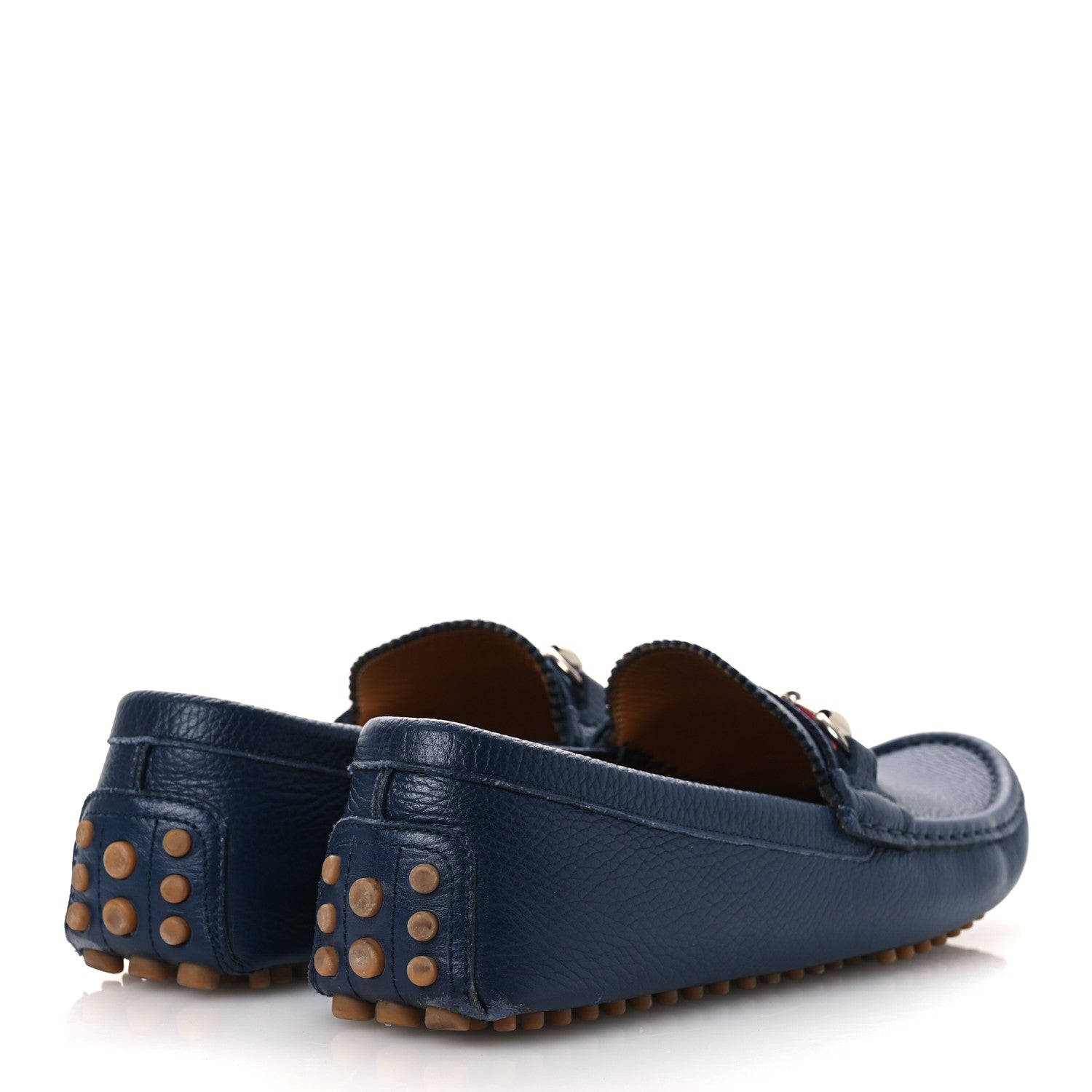 Road Calfskin Web Mens Horsebit Driver Loafers 9 Maritime