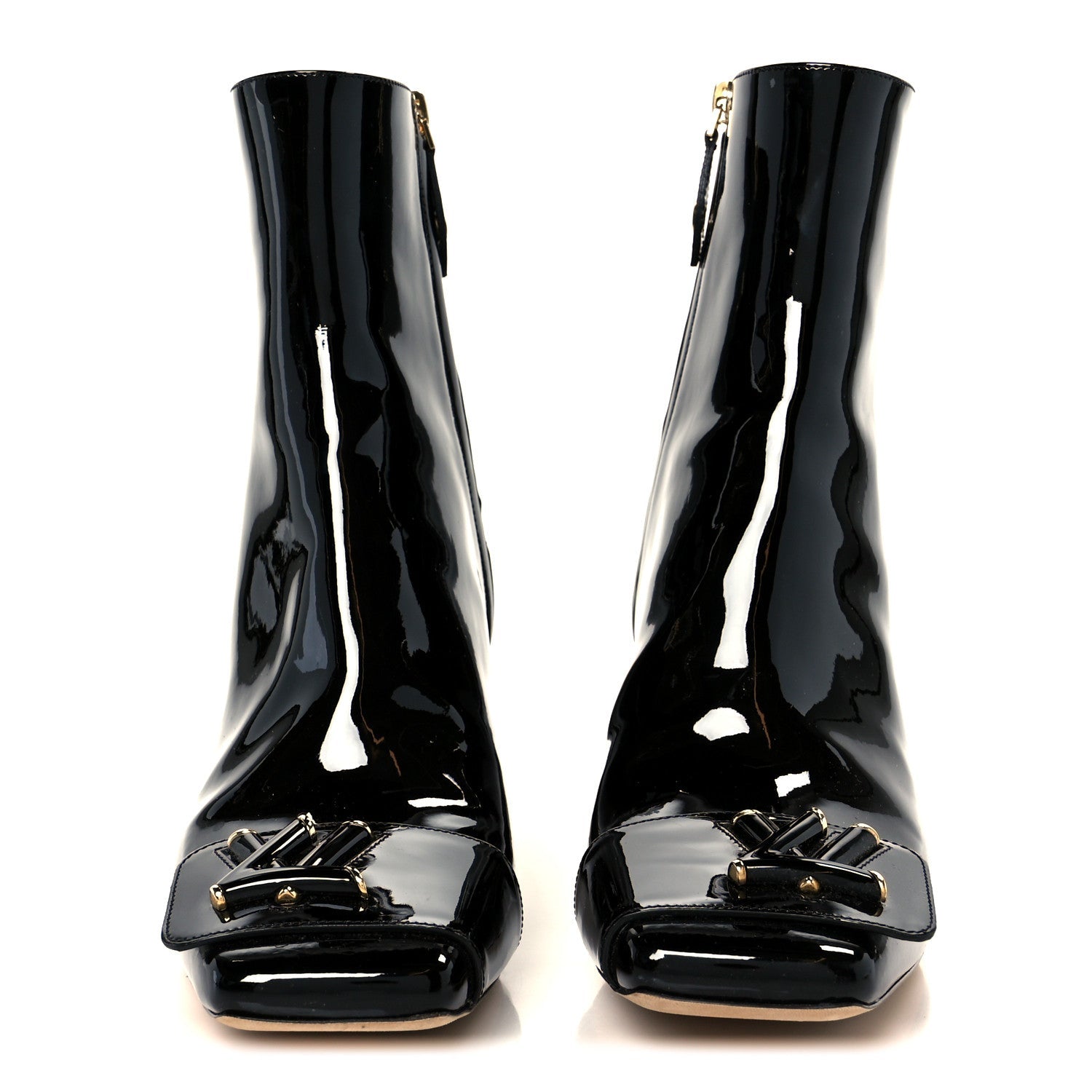 Patent Calfskin Shake Ankle Boots 38 Black