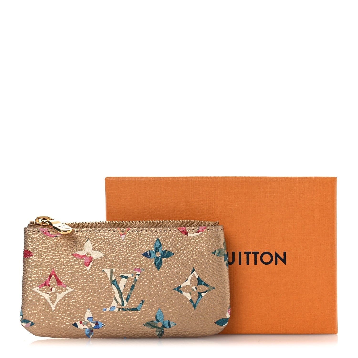 Metallic Monogram LV Garden Key Pouch Gold