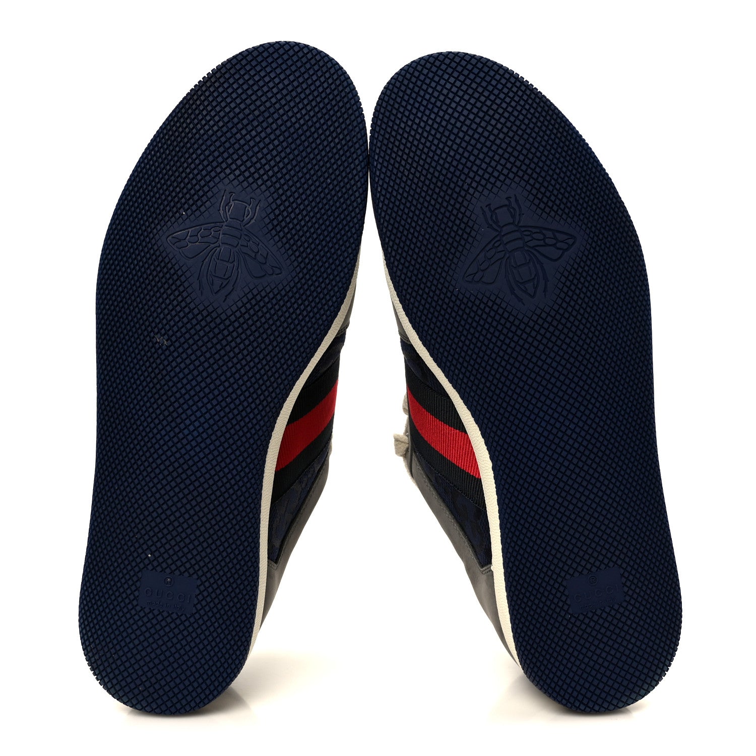 Suede GG Monogram Calfskin Web Mens Screener Sneakers 9 Grey Blue Red