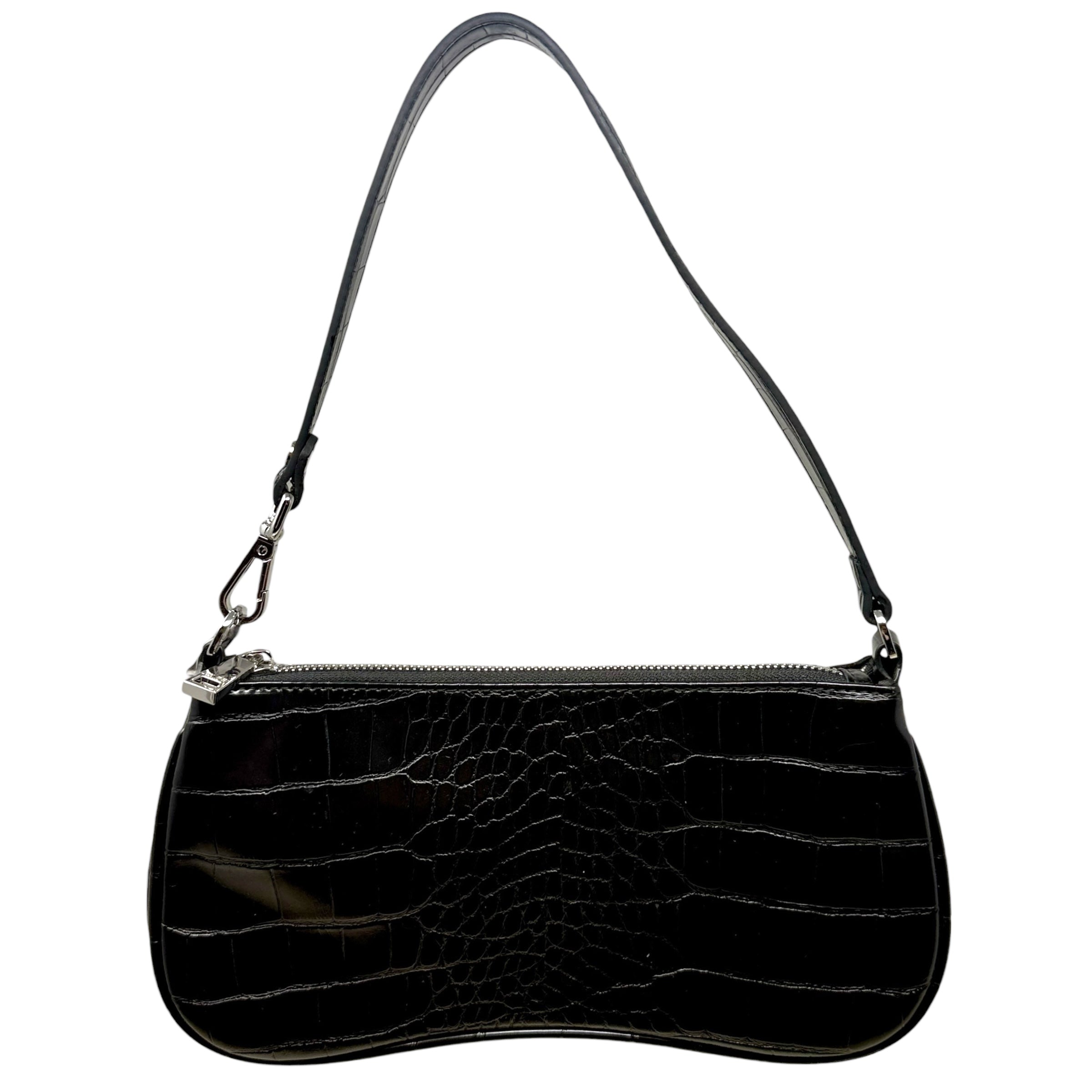 Eva Black Croc Vegan Leather Shoulder Bag By JW Pei, Size: Small