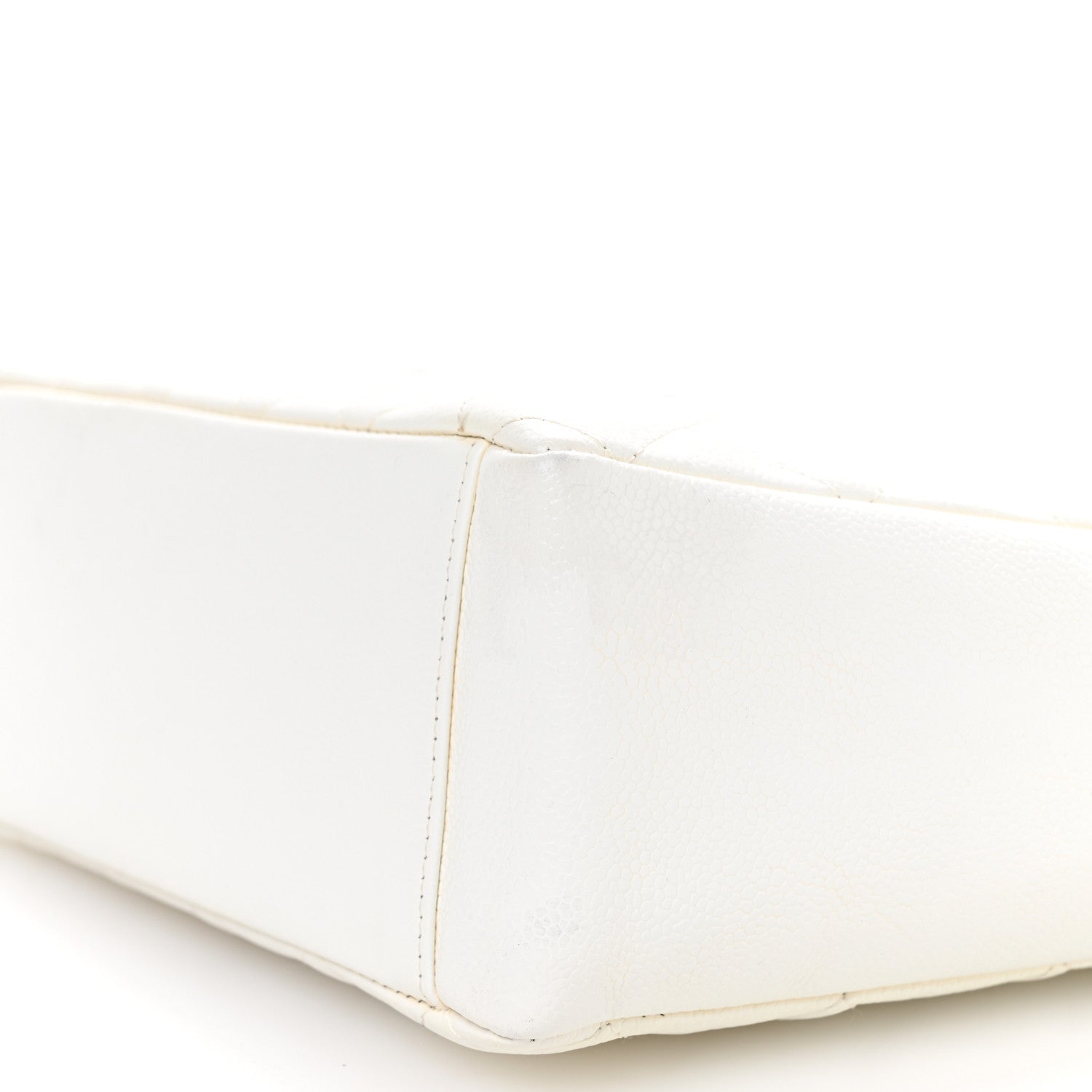 Caviar Quilted Petit Shopping Tote PST White