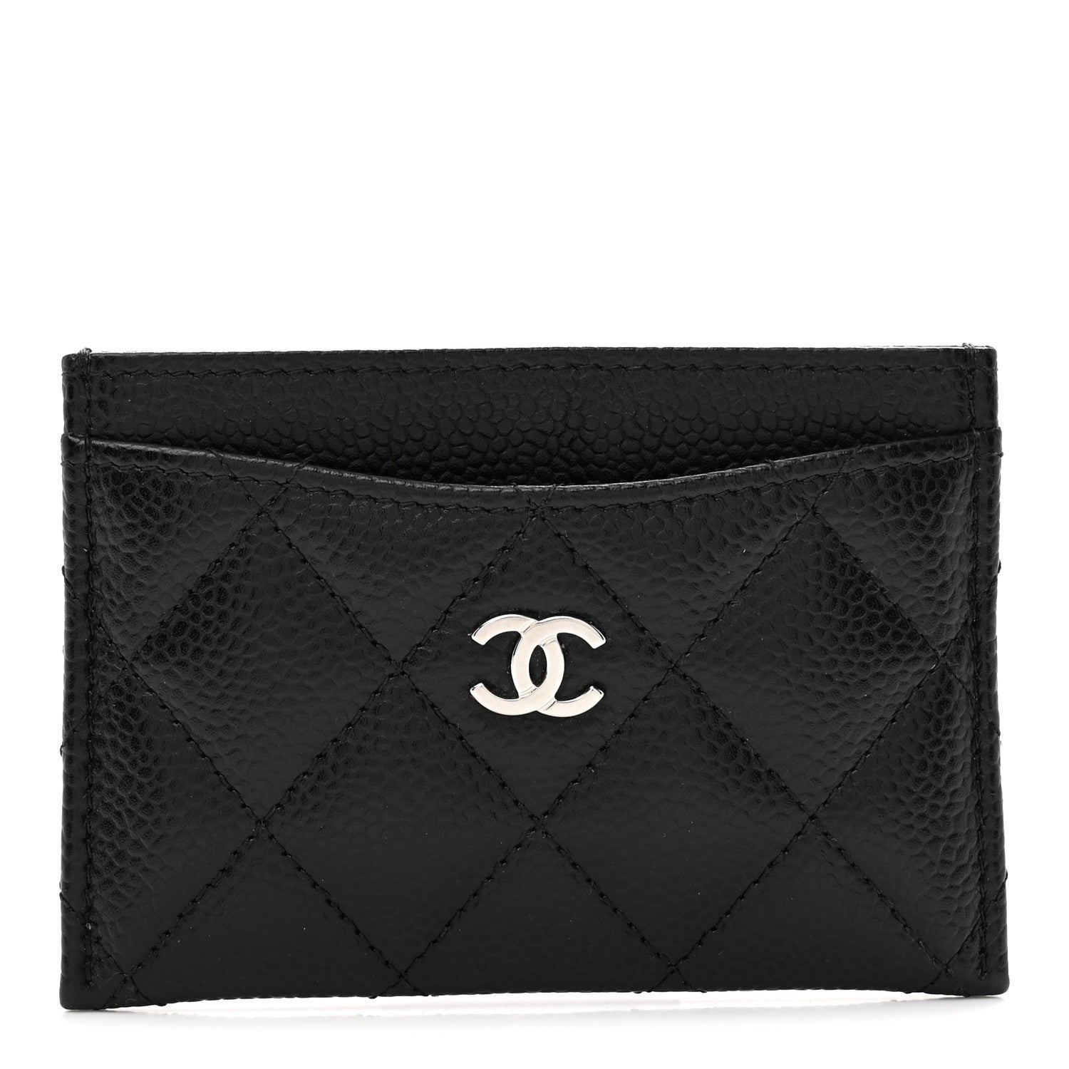 Caviar Quilted Card Holder Black