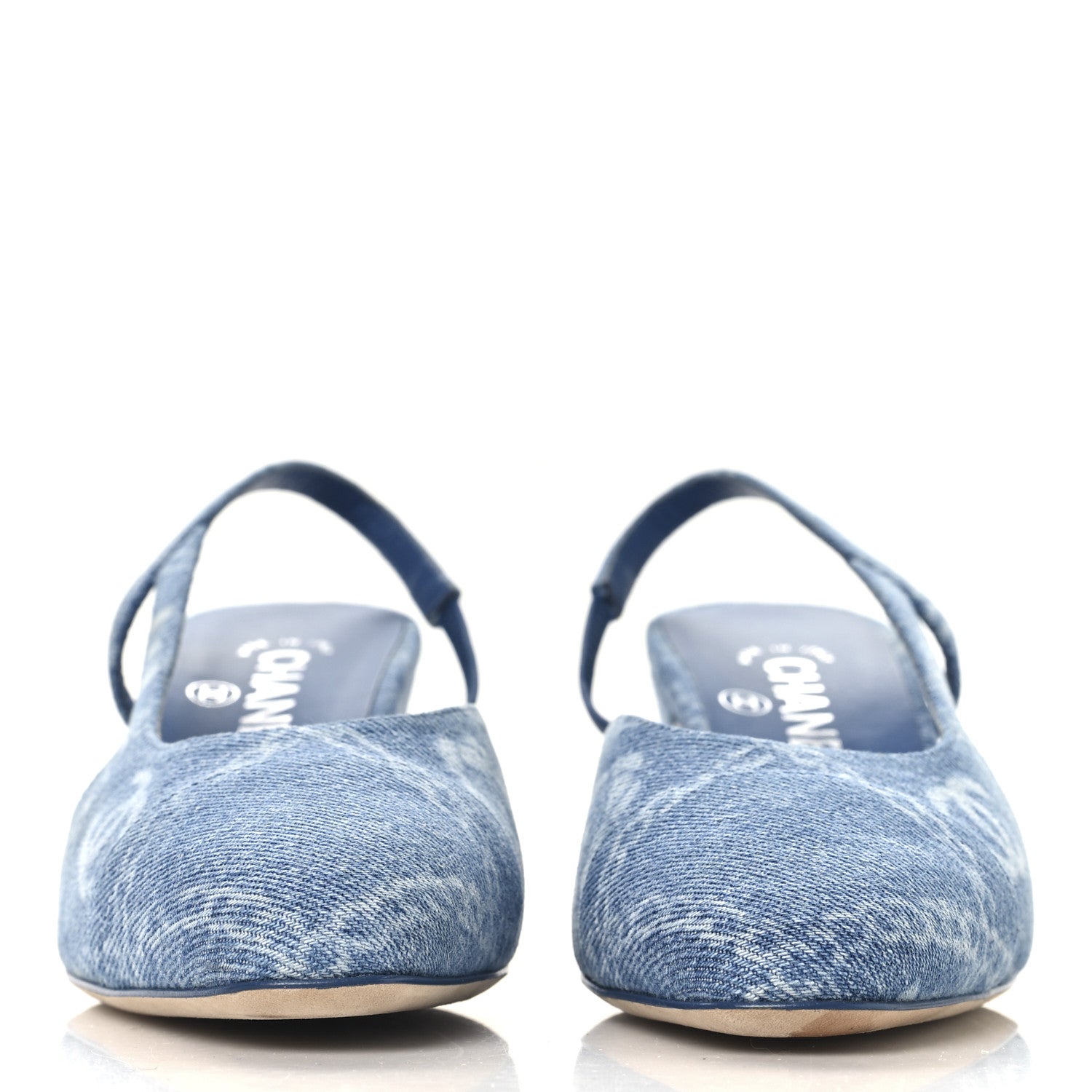 Denim Cap Toe Denim Slingback Pumps 36 Blue