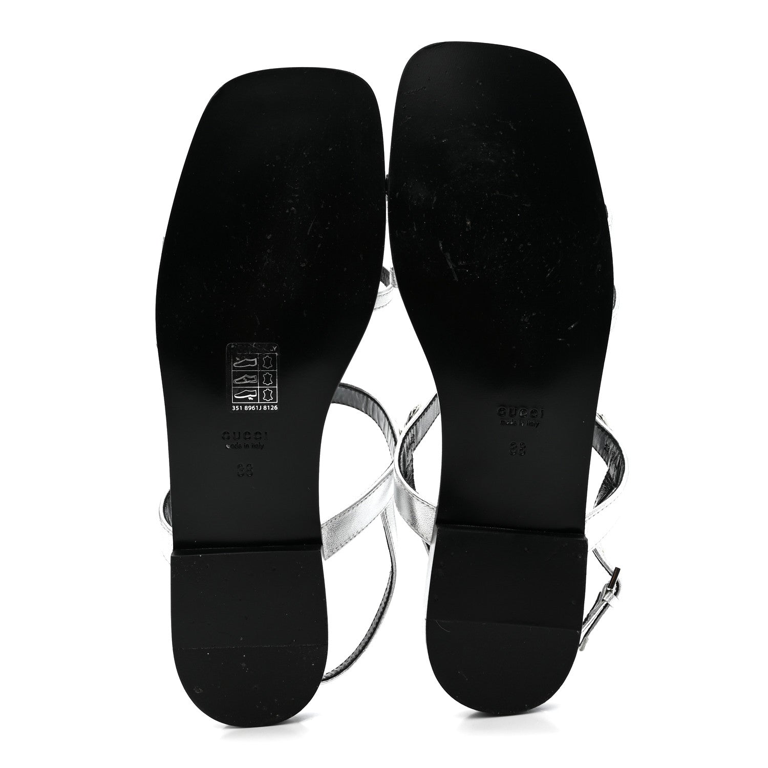 Metallic Calfskin Horsebit Divine Slingback Sandals 38 Silver