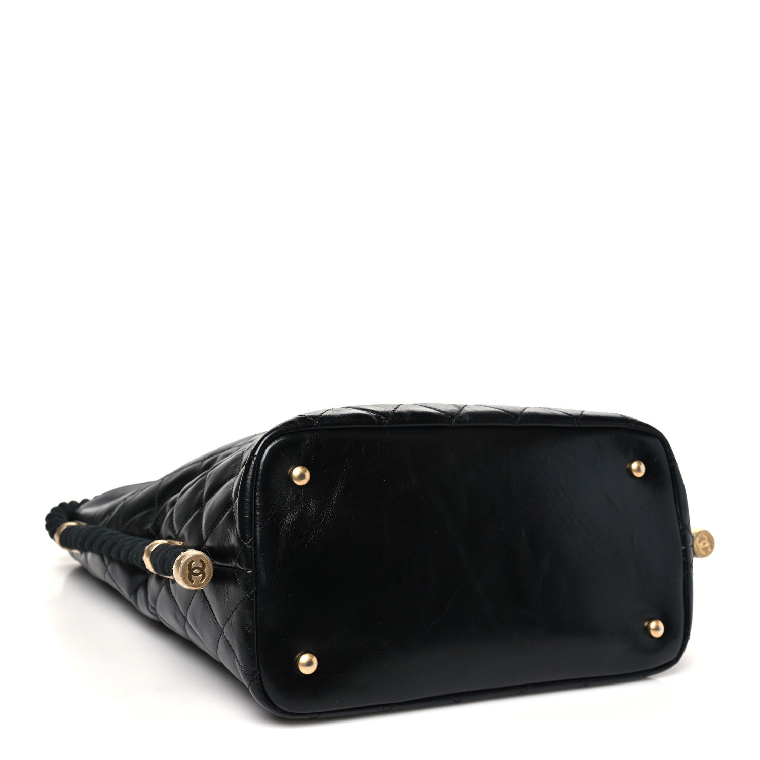 Crumpled Calfskin En Vogue Rope Hobo Bag Black