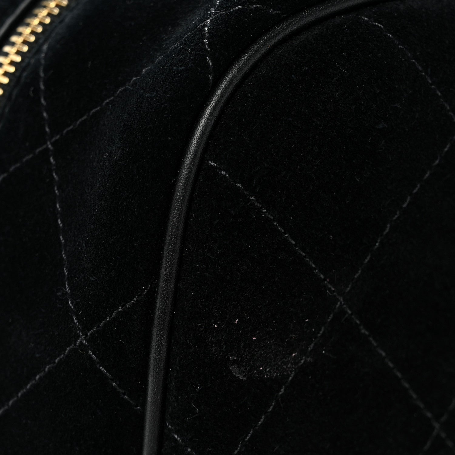 Suede Calfskin Large Perfect Bowling Bag Black