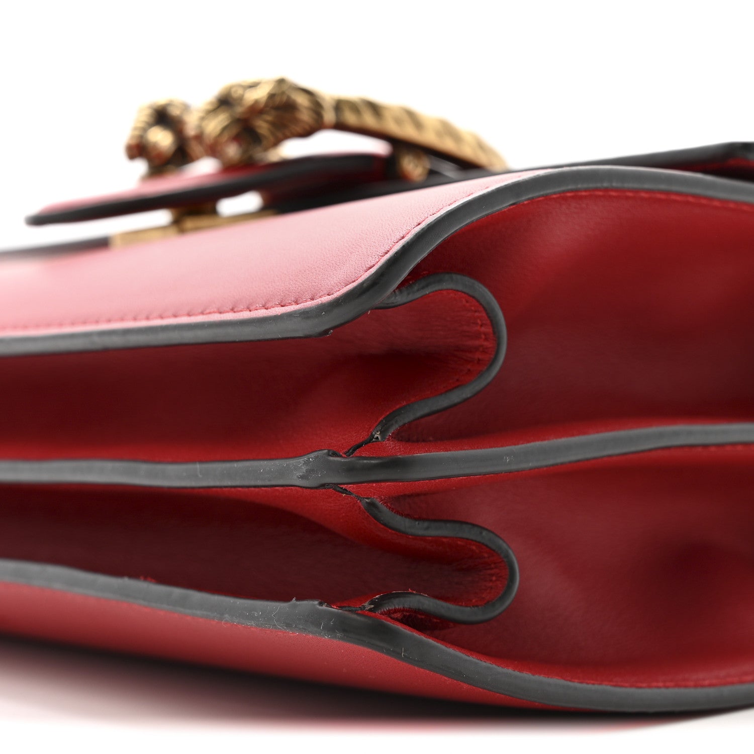 Moon Calfskin Web Medium Dionysus Bamboo Top Handle Bag Hibiscus Red