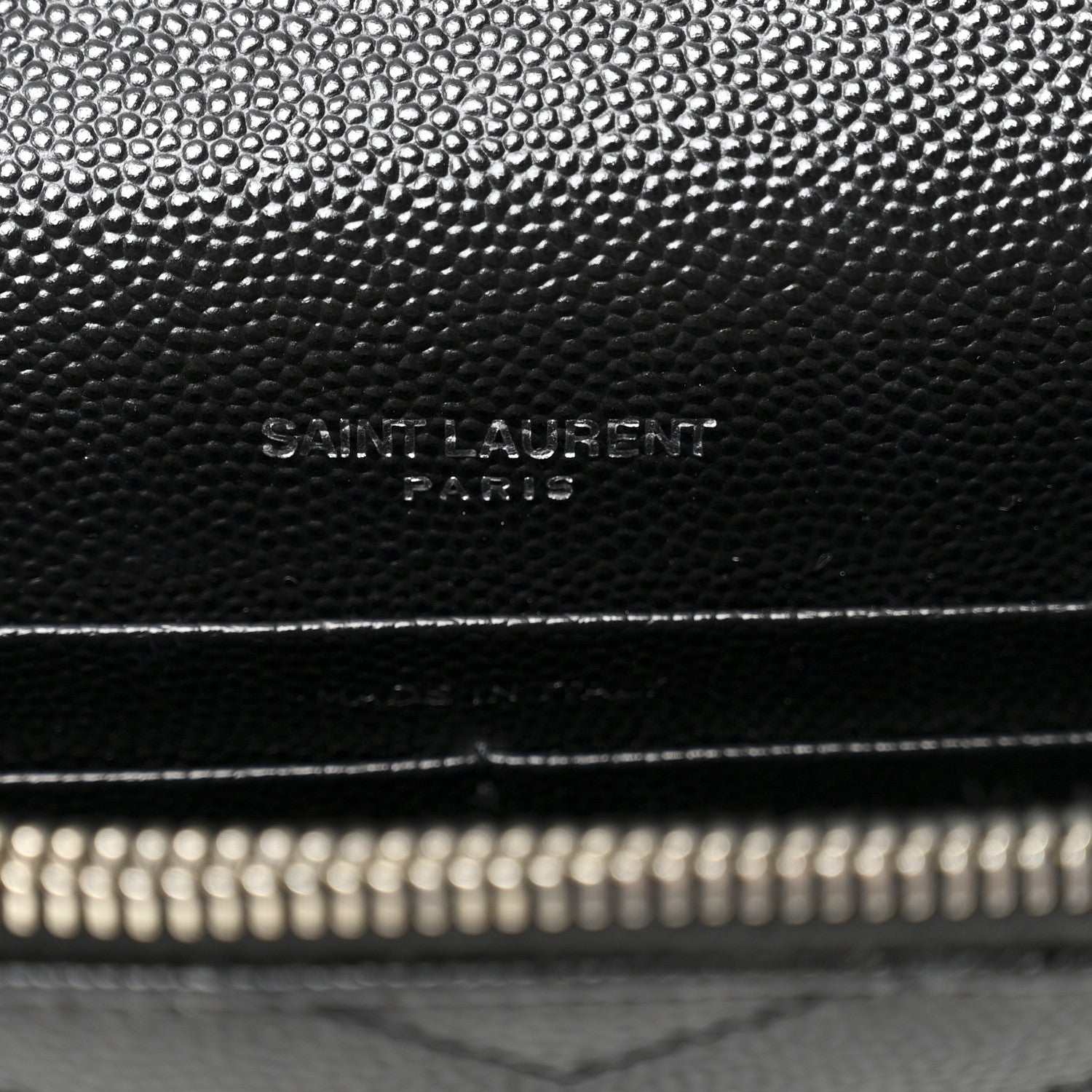 Grain De Poudre Matelasse Chevron Monogram Envelope Chain Wallet Black