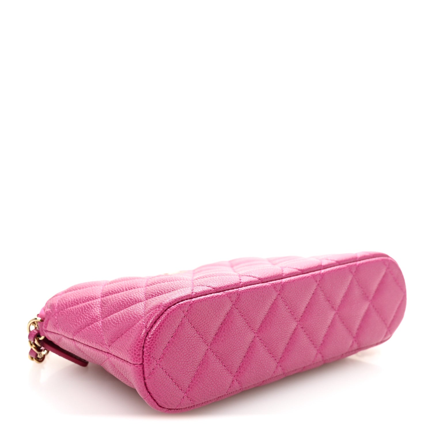 Caviar Quilted Classic Clutch With Chain Fuchsia