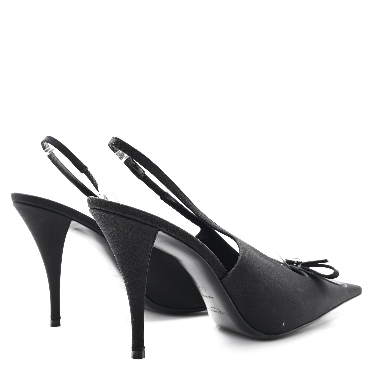 Crepe De Chine Crystal Bow Slingback Pumps 41.5 Black