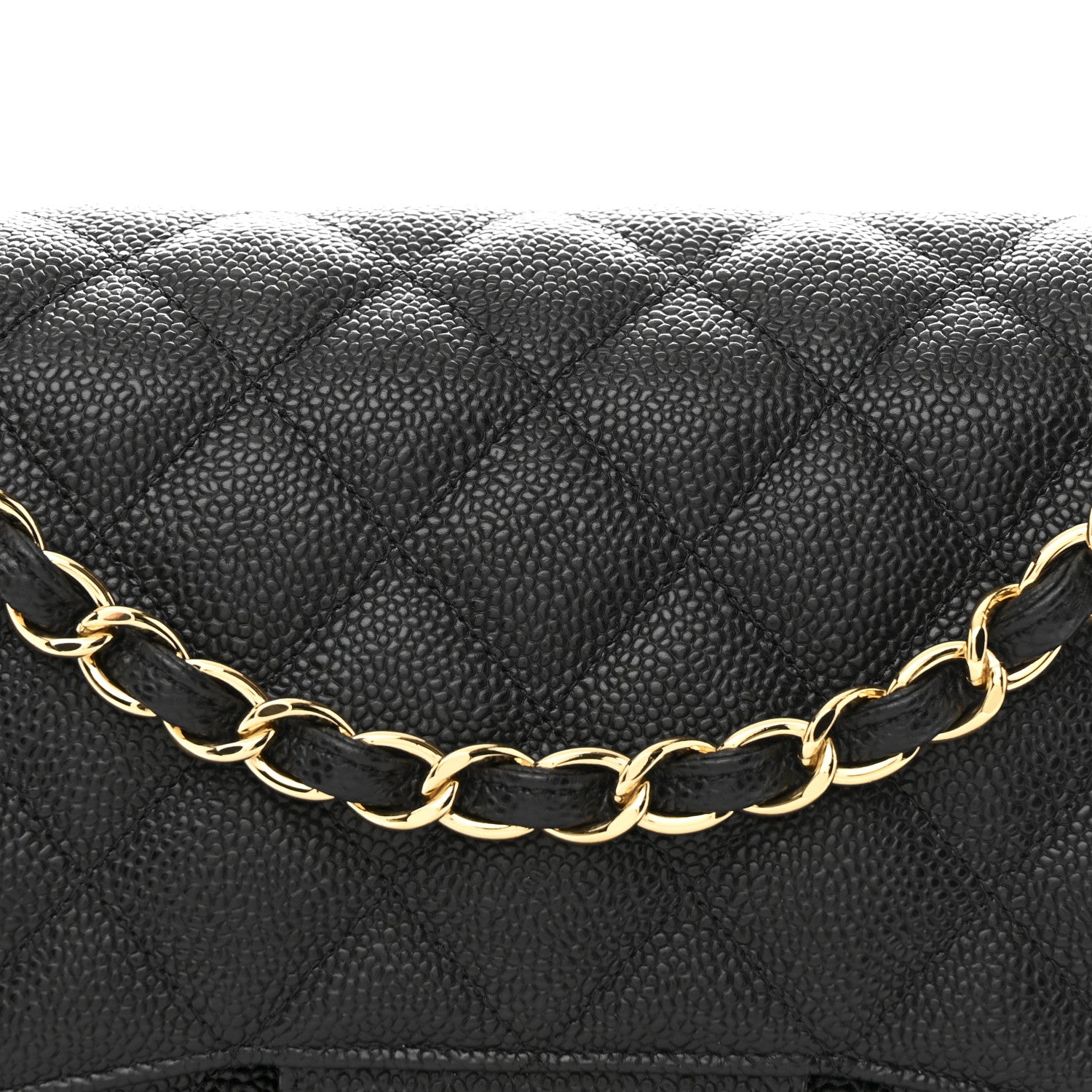 Caviar Quilted Jumbo Double Flap Black