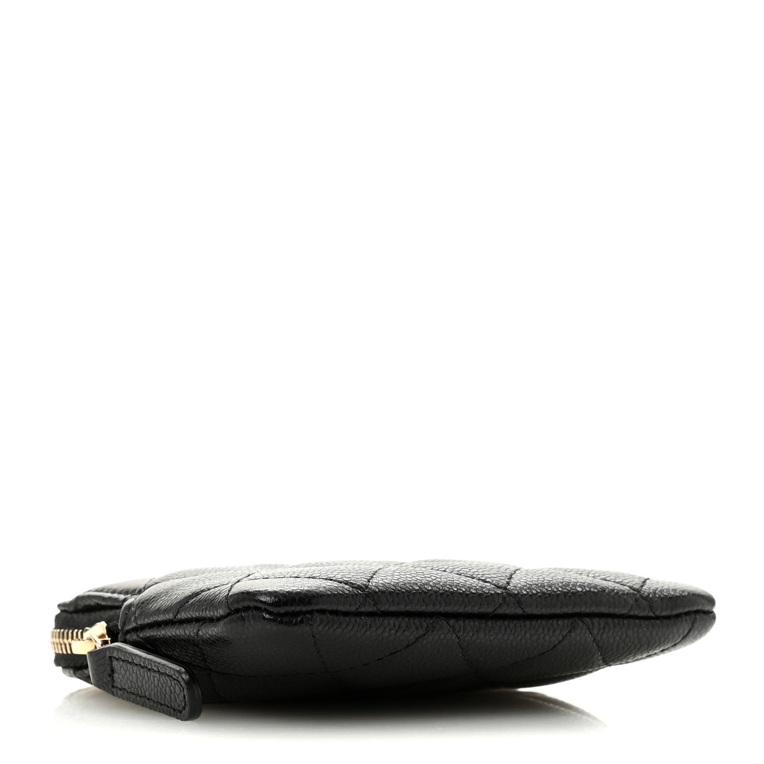 Caviar Quilted Zip Card Holder Wallet Black