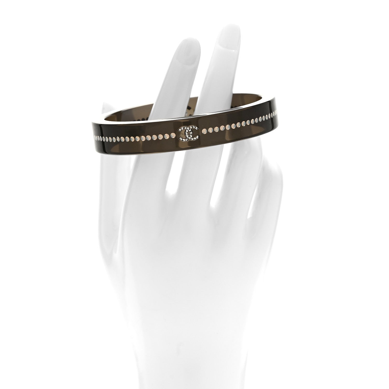 Resin Crystal CC Bangle Bracelet Black