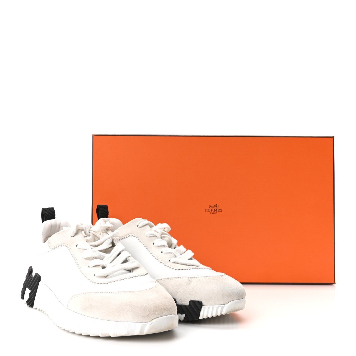 Calfskin Suede Goatskin Bouncing Sneakers 37.5 White Black