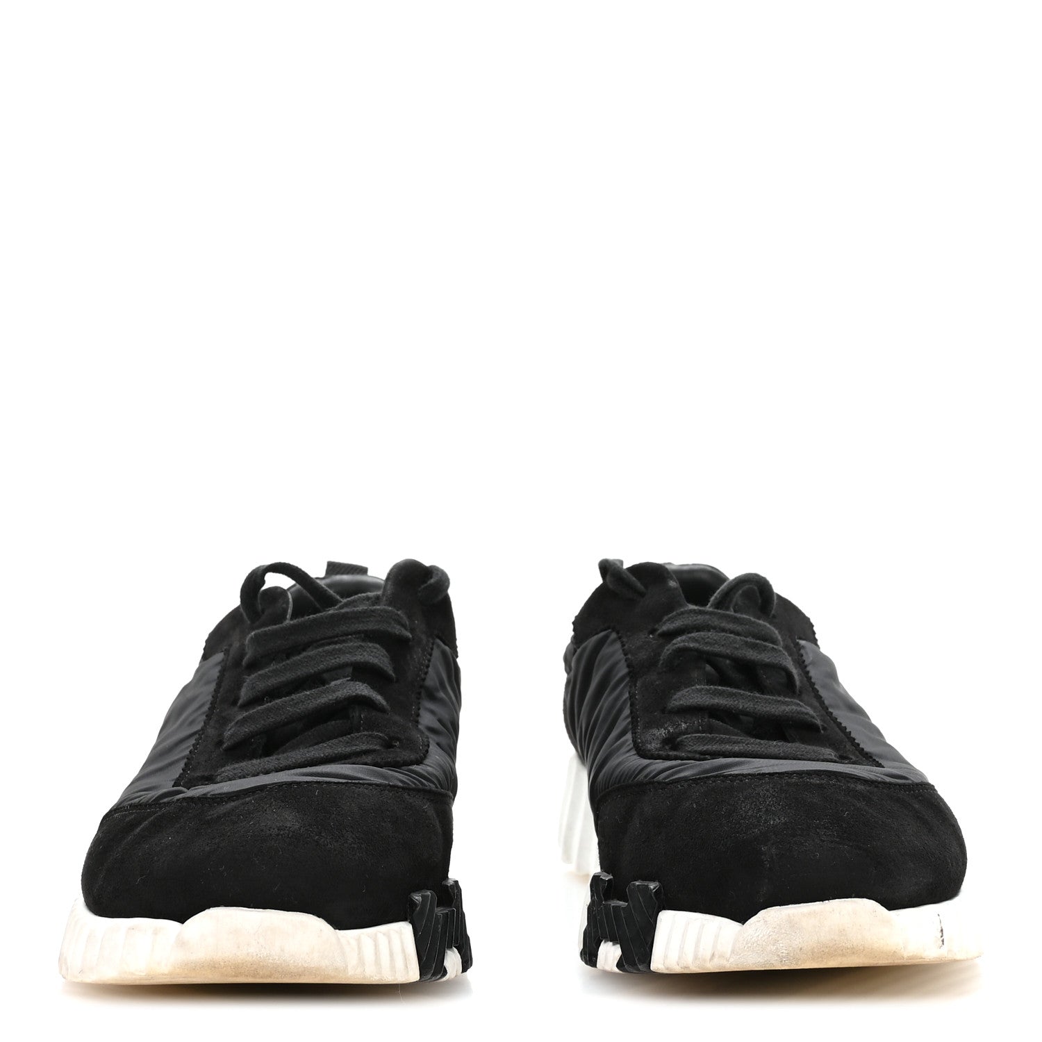 Parachute Fabric Suede Goatskin Womens Bouncing Sneakers 38.5 Black