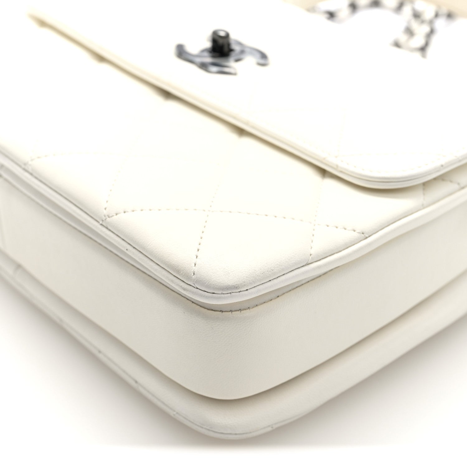 Lambskin Quilted Small Trendy CC Dual Handle Flap Bag White