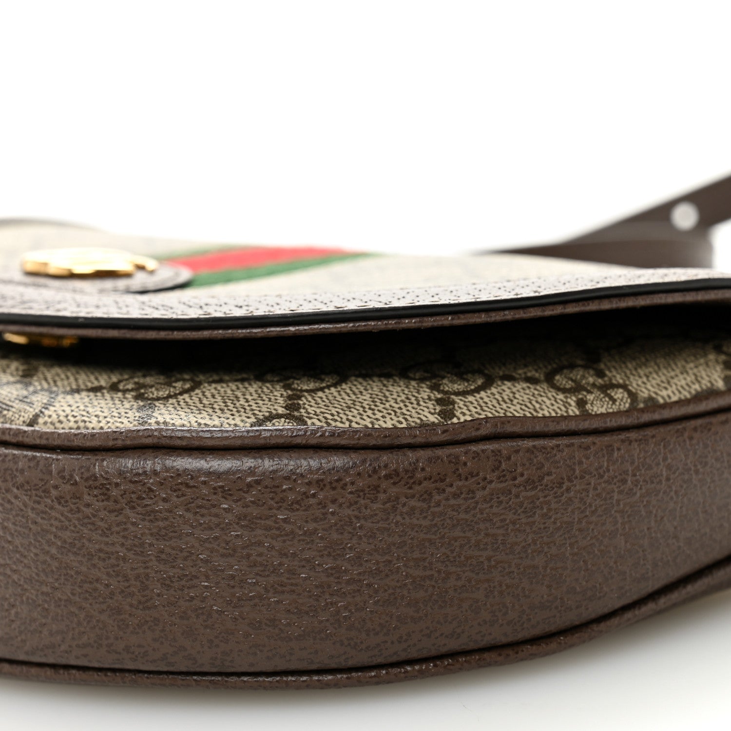 GG Supreme Monogram Textured Dollar Calfskin Web Mini Ophidia Flap Shoulder Bag Beige Ebony New Acero